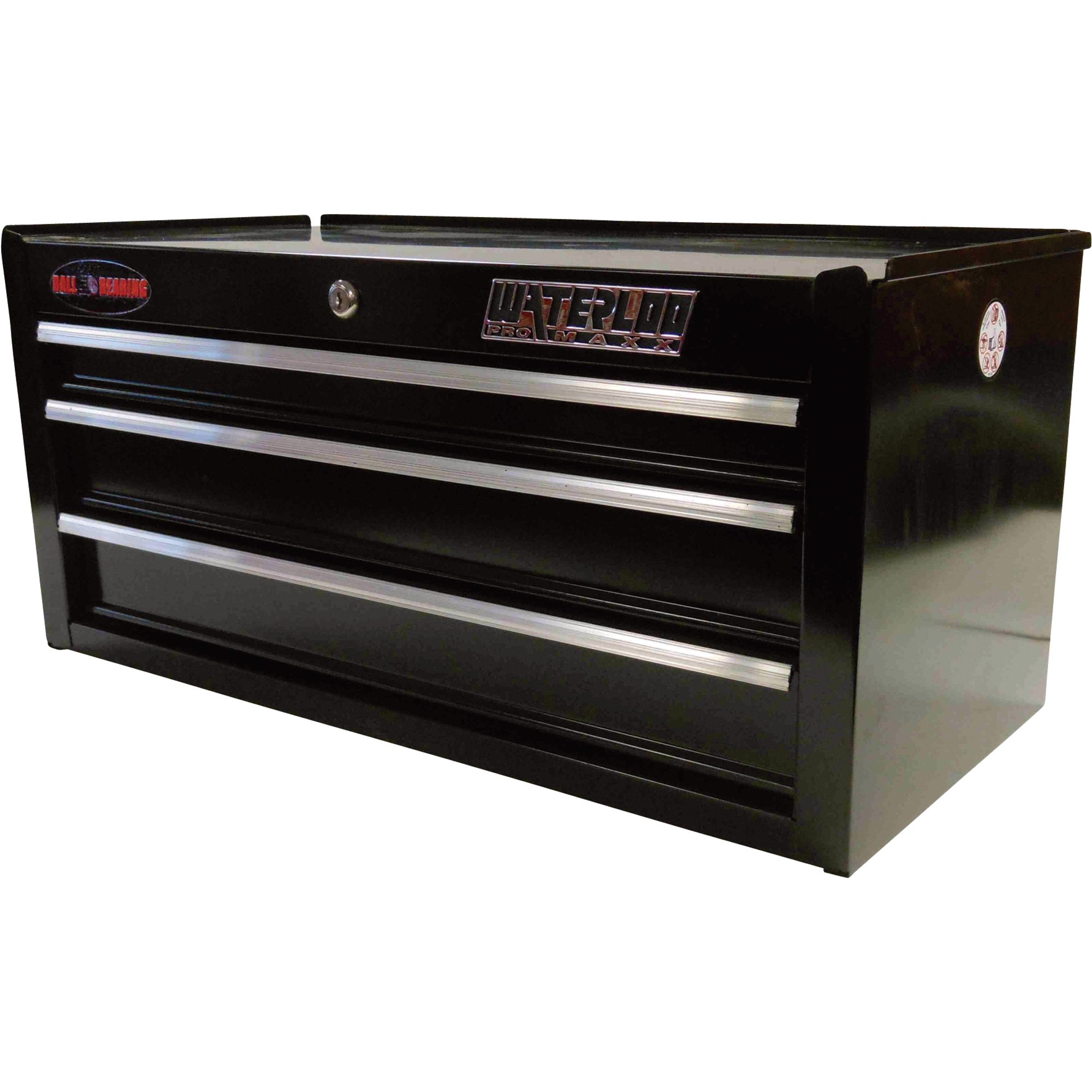 Waterloo Three-Drawer Bench-Top Toolbox — 26 1/2in.W x 12 1/4in.D x 12  1/4in.H, Model# PMX2503BK