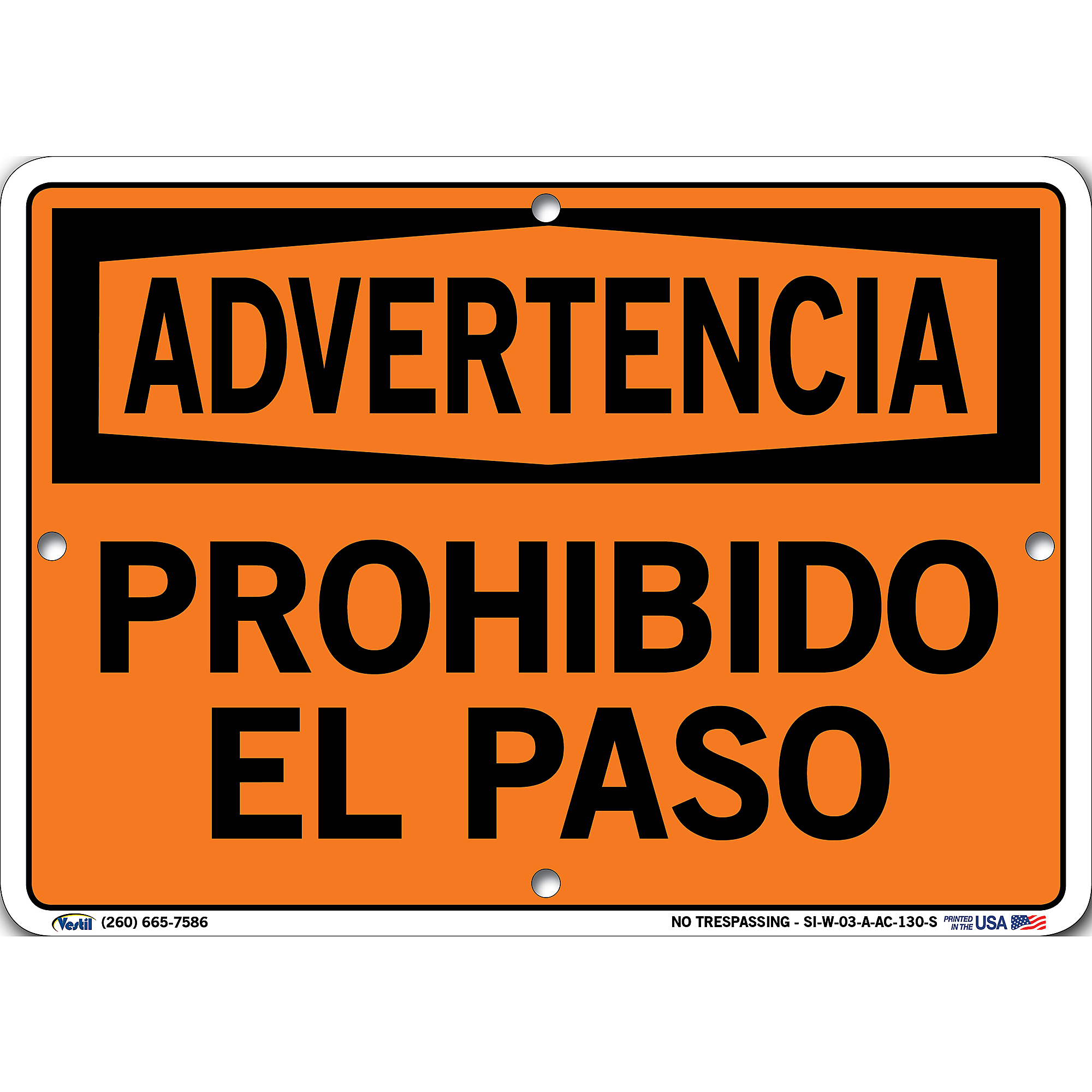 Vestil, Warning Sign (Spanish/Espanol) - Aluminum Composite, Sign ...