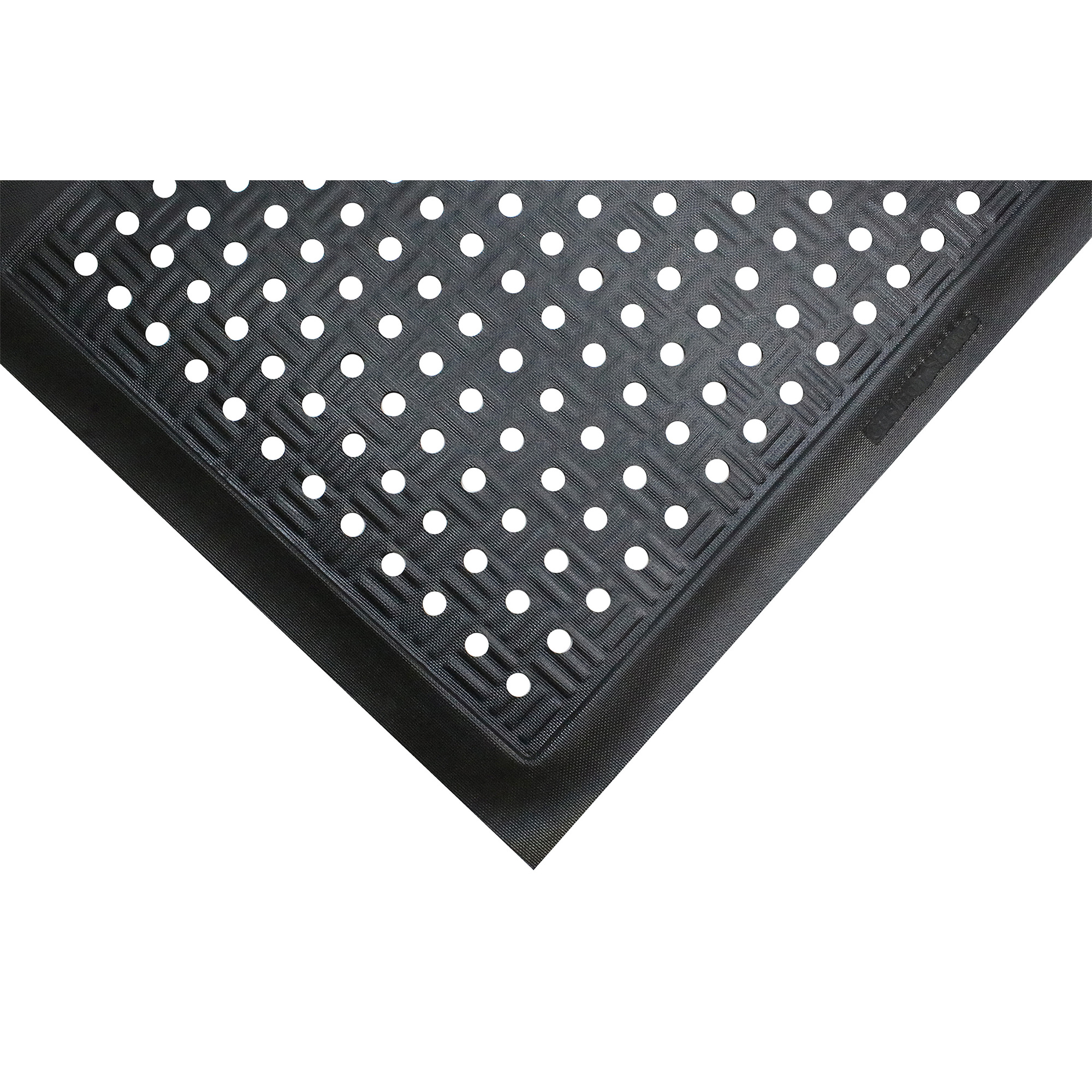 M+A Matting, Comfort Station Max Anti-Fatigue Mat with Holes,Black 4' x 16.1', 7/16" Thickness, Model # 37104161900
