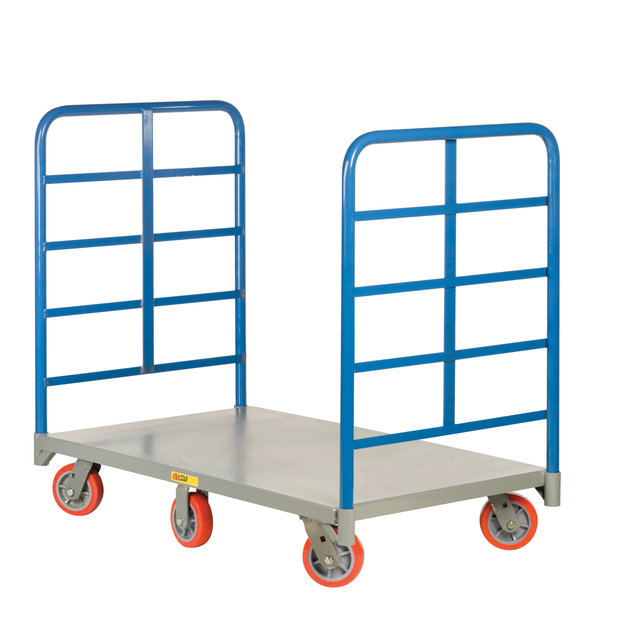 Little Giant 6-Wheel Double End Rack Platform Truck - 72in. x 30in., 3600-Lb. Capacity, Steel Deck, Polyurethane Wheels, Model# DR6W-3072-6PY