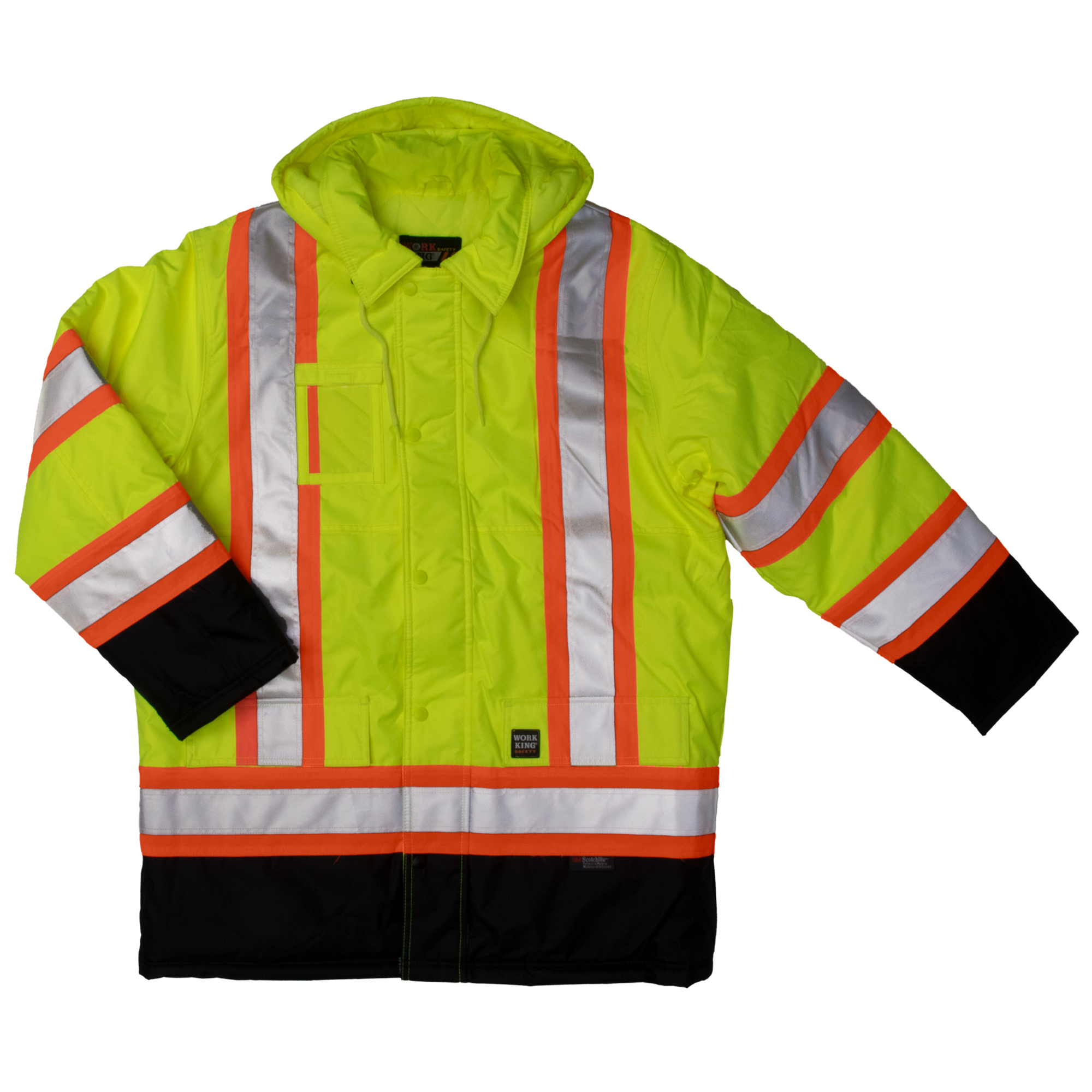 Tough Duck, Lined Safety Parka, Size 2XL, Color FLUORESCENT GREEN