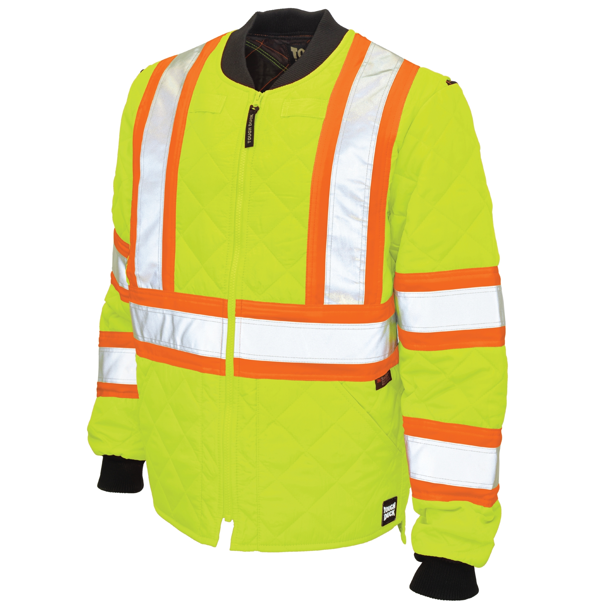 Tough Duck Quilted Safety Jacket — Hi-Vis, Water-Repellent, Reflective Material, Model# S43221-FLGR-2XL