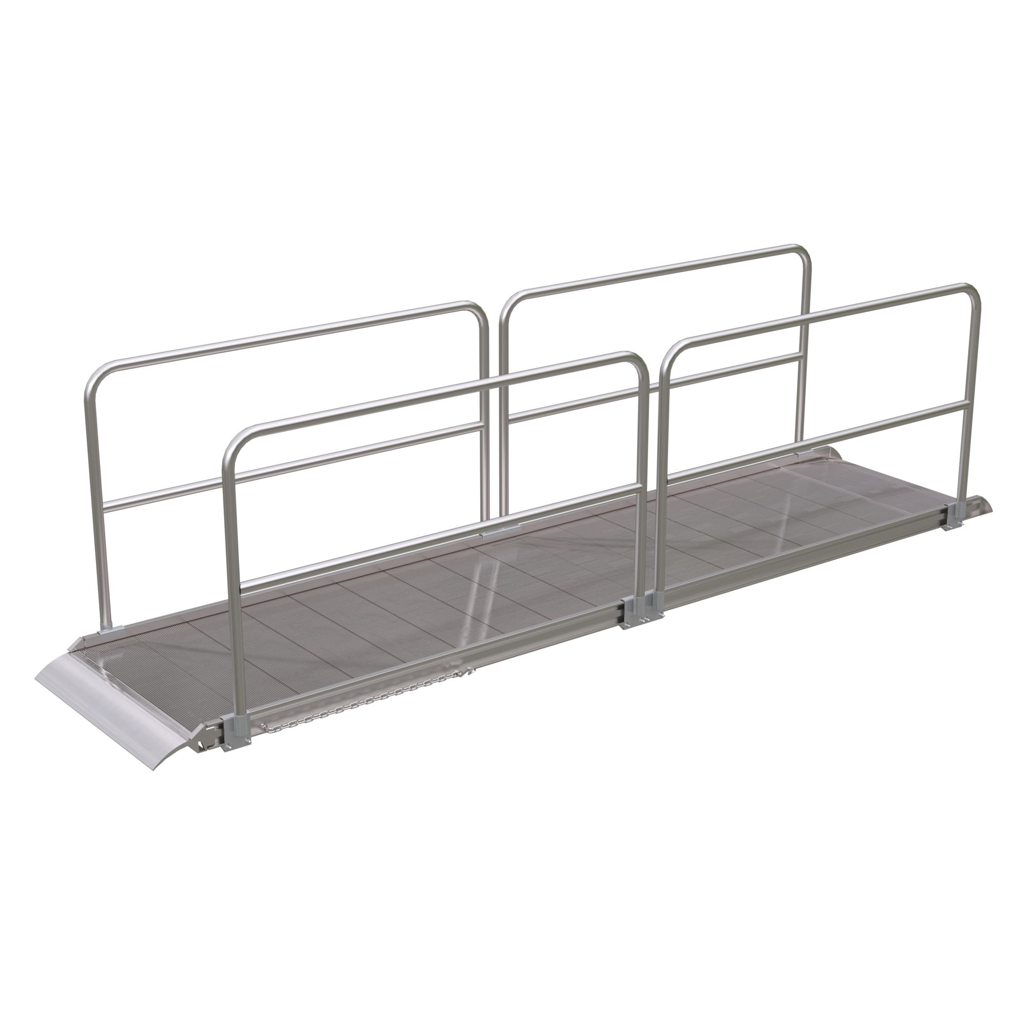 Vestil 168in. Walk Ramp w/Handrails, Aluminum, 1600lb. Capacity, Model# AWR-38-14A-HR