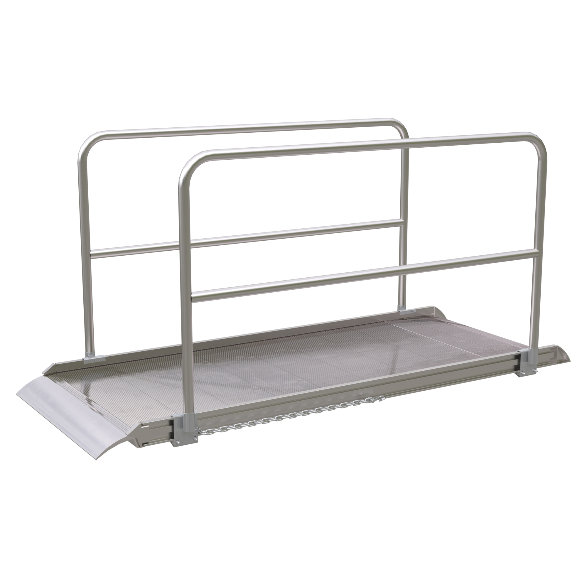 Vestil 96in. Walk Ramp w/Handrails, Aluminum, 2500lb. Capacity, Model# AWR-38-8A-HR