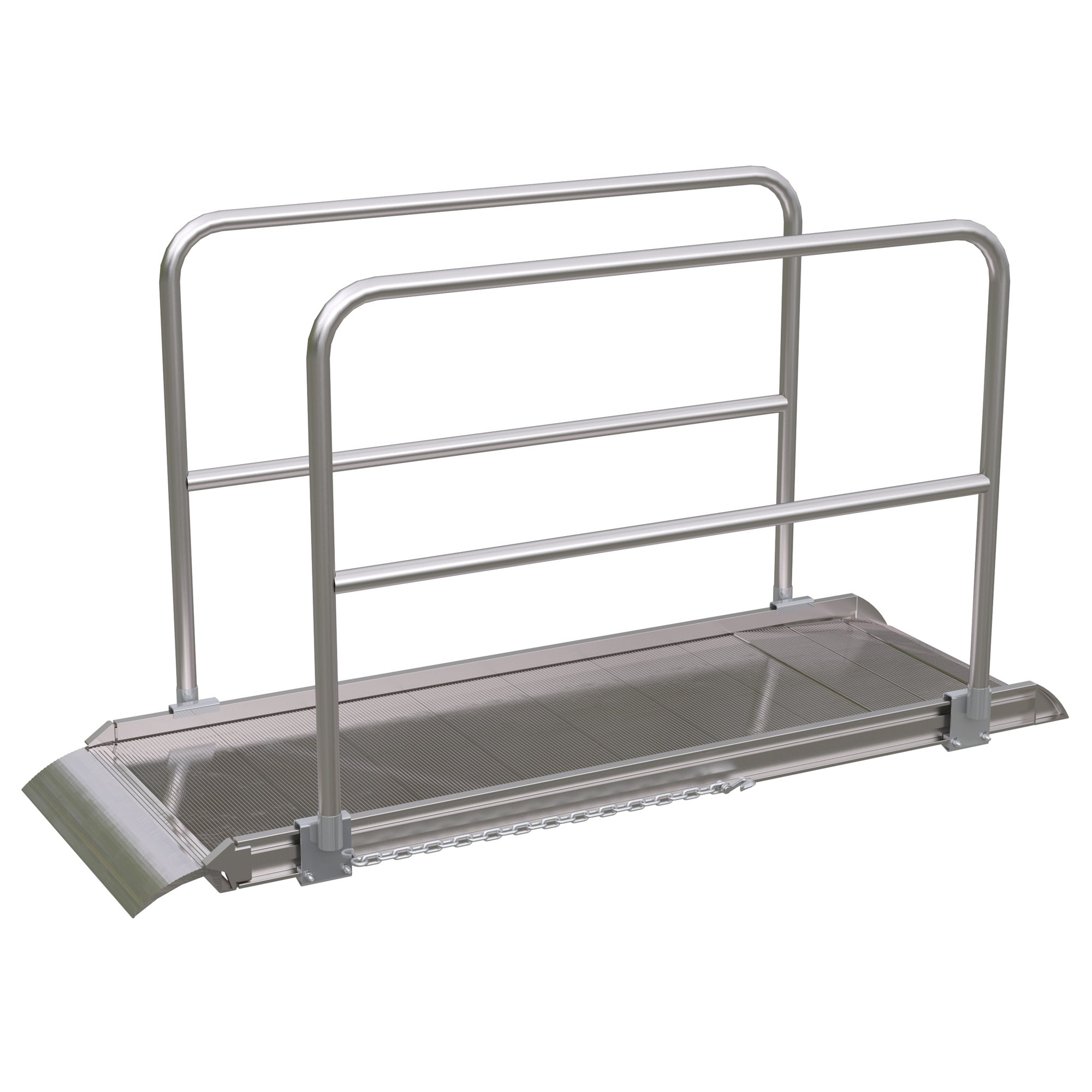 Vestil 84in. Walk Ramp w/Handrails, Aluminum,  2800lb. Capacity, Model# AWR-28-7A-HR