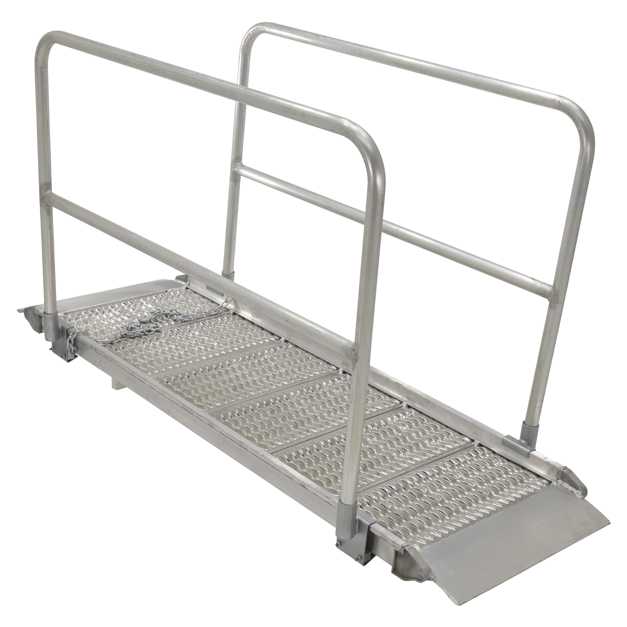 Vestil 28in. Ramp w/Handrail, Aluminum, 1600lb. Capacity, Model# AWR-G-28-14A-HR