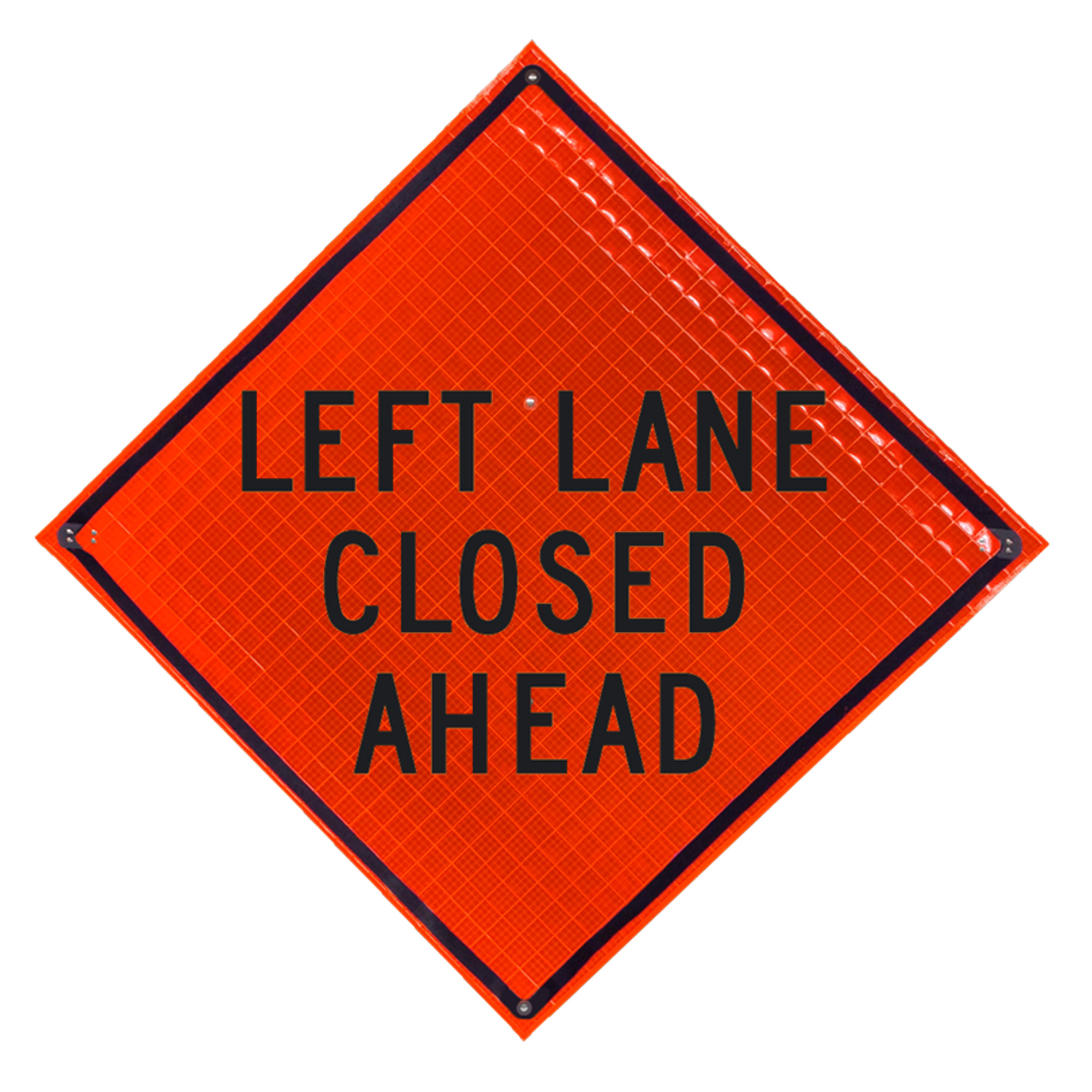 Eastern Metal, Super Bright Roll-up Sign, Sign Message Left Lane Closed ...