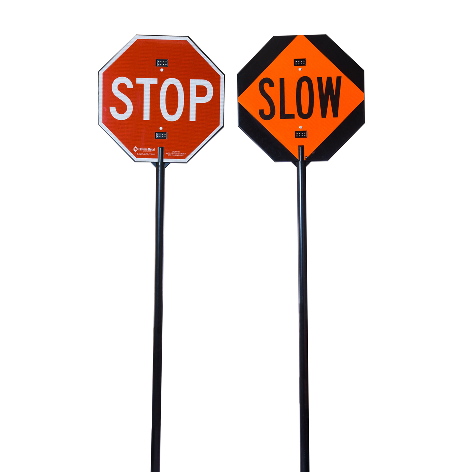 Eastern Metal, 24in. Dual LED Stop/Slow Visual-Alert Paddle, Height 24 in, Width 24 in, Model# VA-WZ-2472-HI