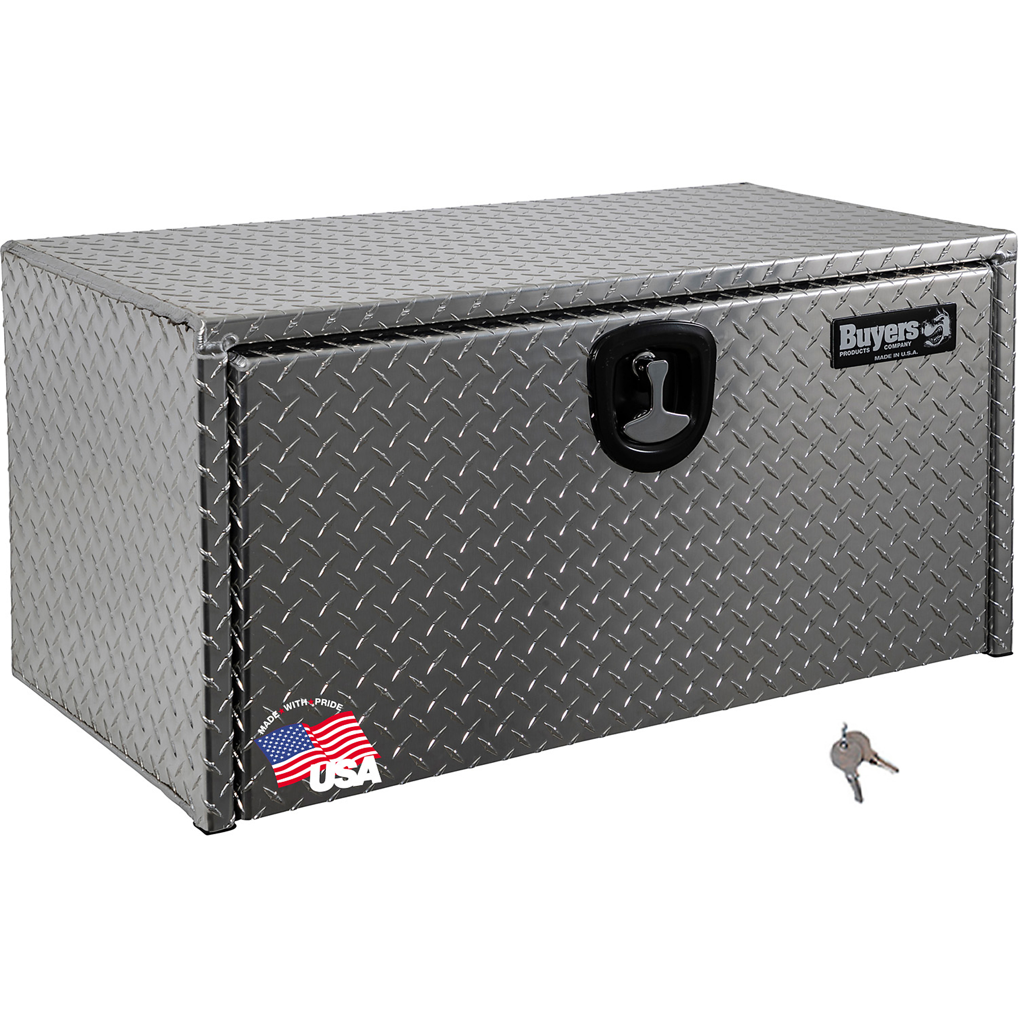 Buyers Products, 14x18x18in. Underbody Truck Bed Tool Job Storage Box, Width 18 in, Material Aluminum, Color Finish Diamond Plate Silver, Model# 1705102