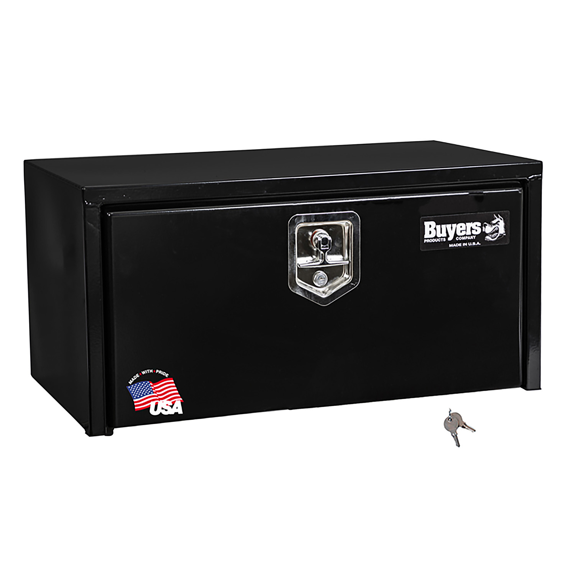 Buyers Products, 30x16x14in. Underbody Truck Bed Tool Job Storage Box, Width 30 in, Material Carbon Steel, Color Finish Glossy Black, Model# 1703304