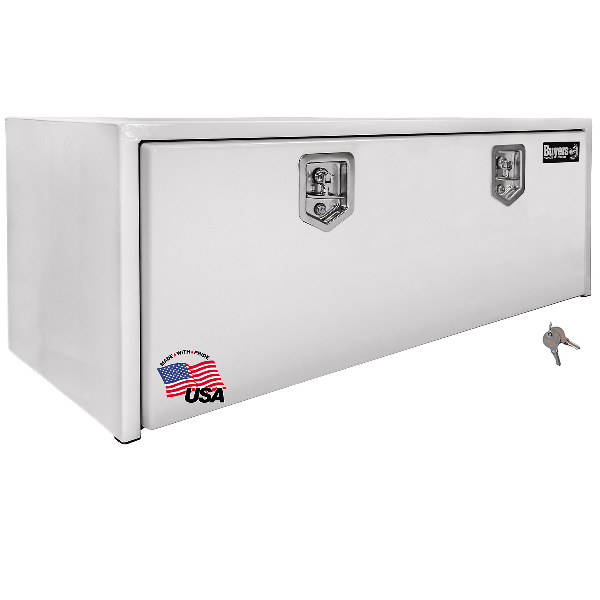 Buyers Products, 48x24x24in. Underbody Truck Bed Tool Job Storage Box, Width 48 in, Material Carbon Steel, Color Finish Glossy White, Model# 1704410