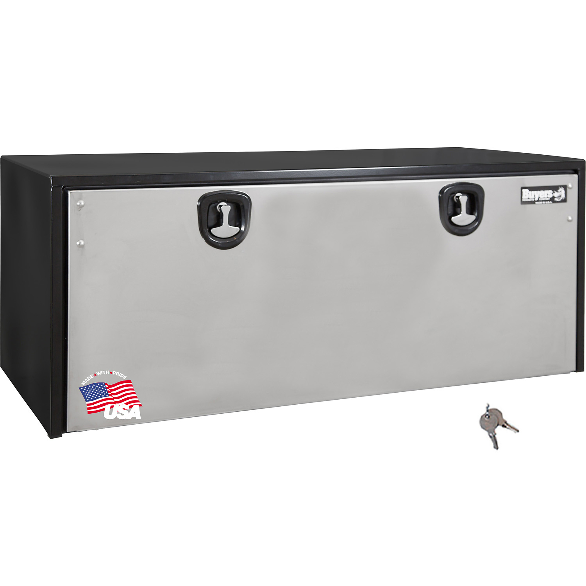 Buyers Products 48x24x24 Steel Stainless Underbody Truck Tool Storage Box Width 48 in Material Carbon Steel Color Finish Glossy Black Model 1704710 Northern Tool