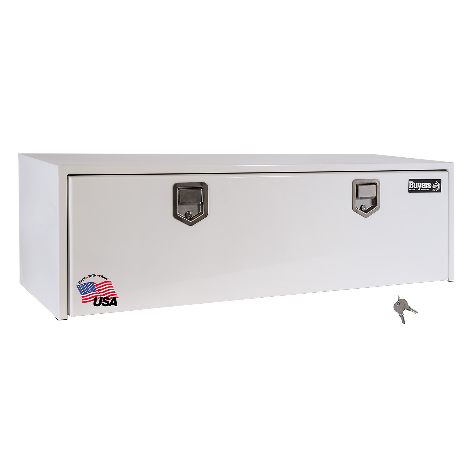 Buyers Products, 48x18x18in. Underbody Truck Bed Tool Job Storage Box, Width 48 in, Material Carbon Steel, Color Finish Glossy White, Model# 1702210
