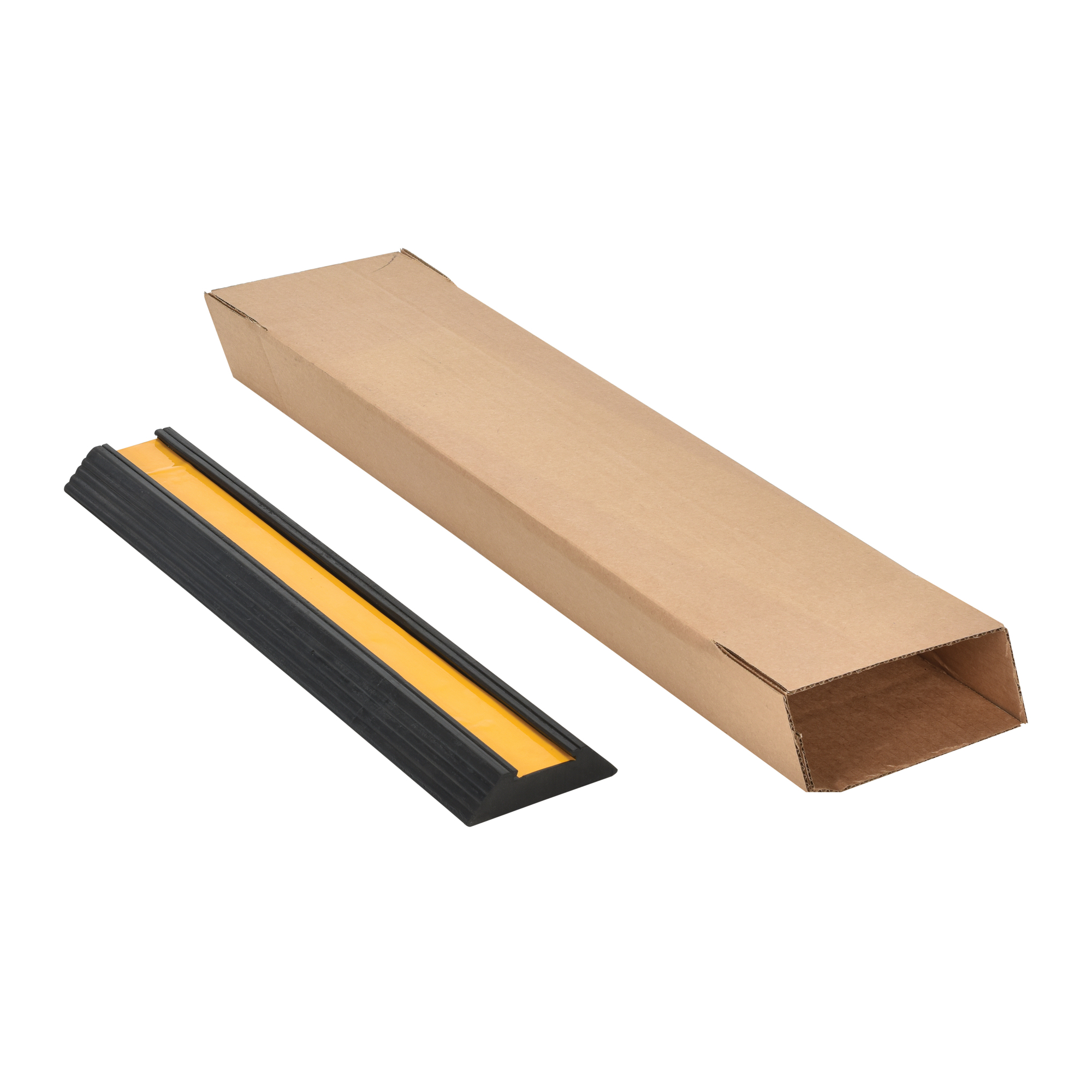Vestil Extruded Rubber Bumper Stop - 24in., High Impact Resistant, Reflective Yellow Tape, Model# BS-24-BOX