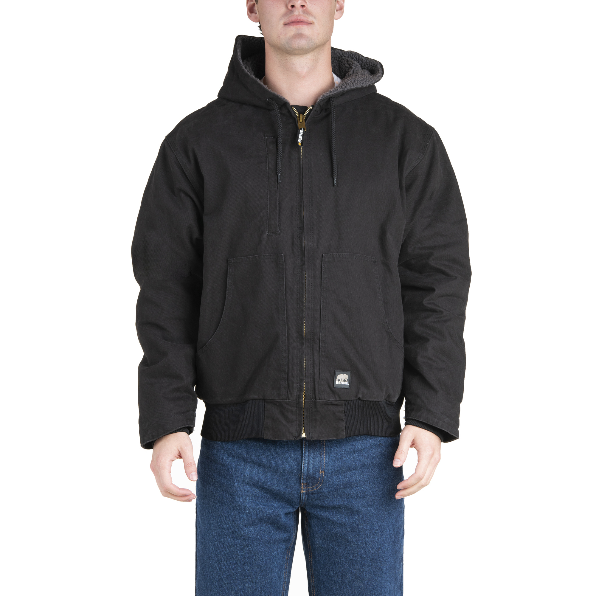 Berne Men s Flex Washed Duck Hooded Jacket 2XL Tall Black