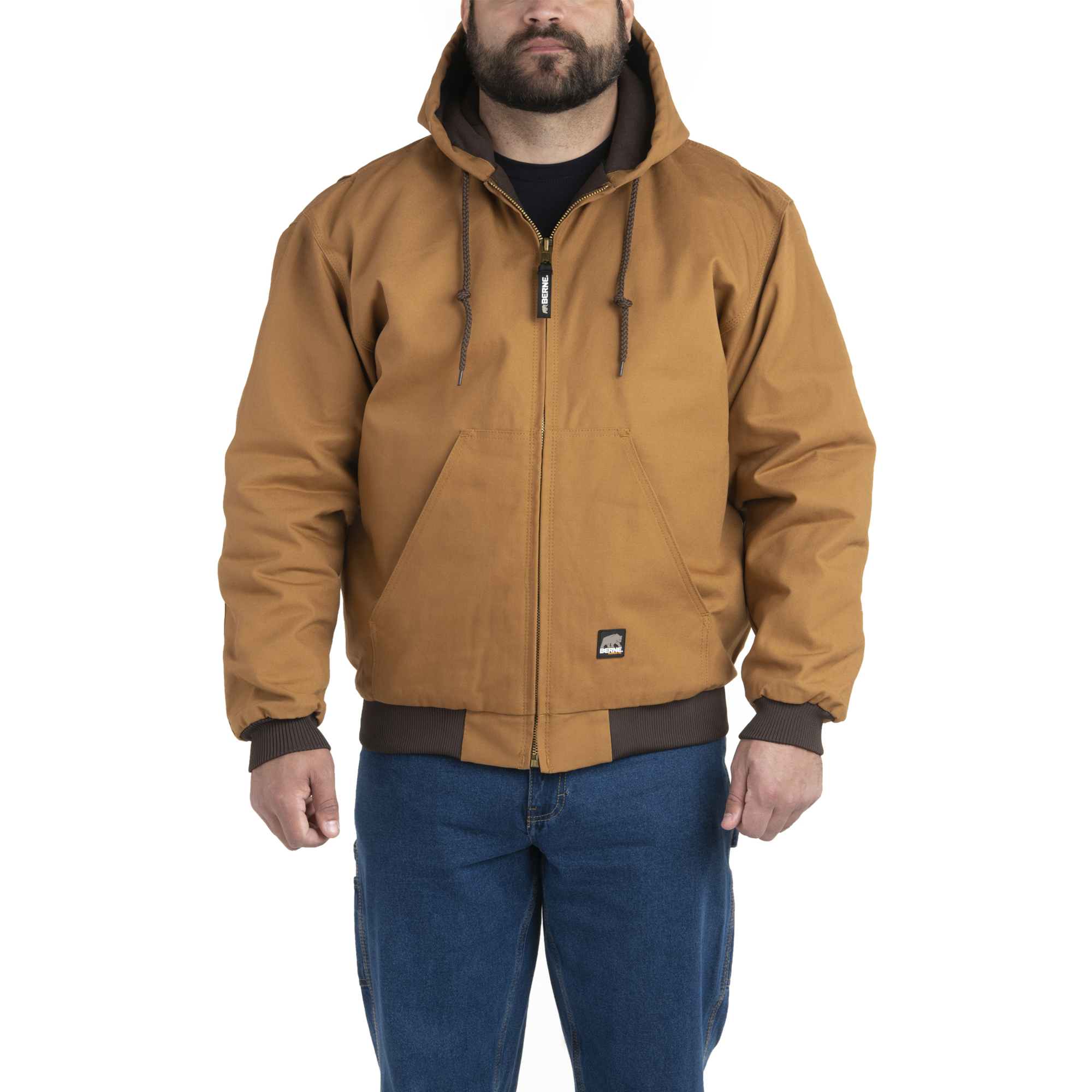 Berne Apparel, Heritage Hooded Jacket, Size XS, Color Brown Duck 