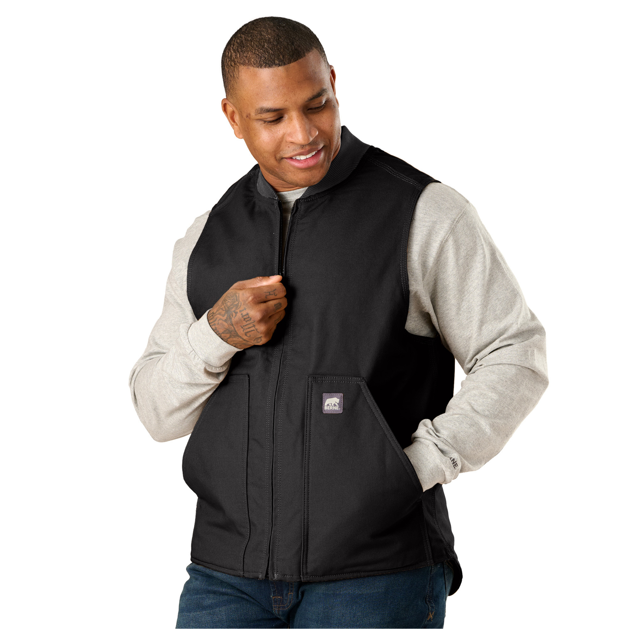 Berne Apparel, Workmans Duck Vest, Size M, Color Black, Model