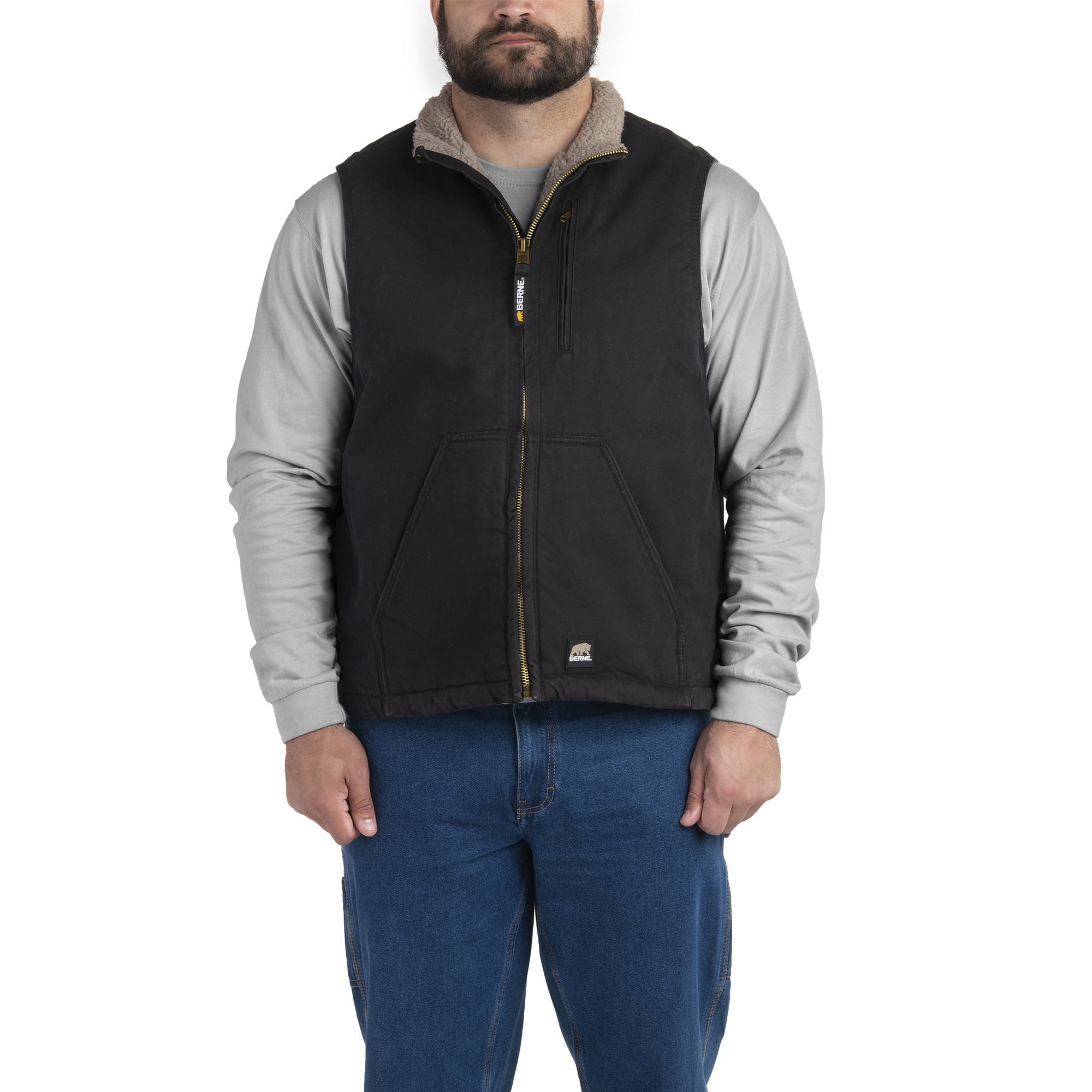 Berne Apparel, Canyon Sherpa Lined Vest, Size LT, Color Black, Model ...