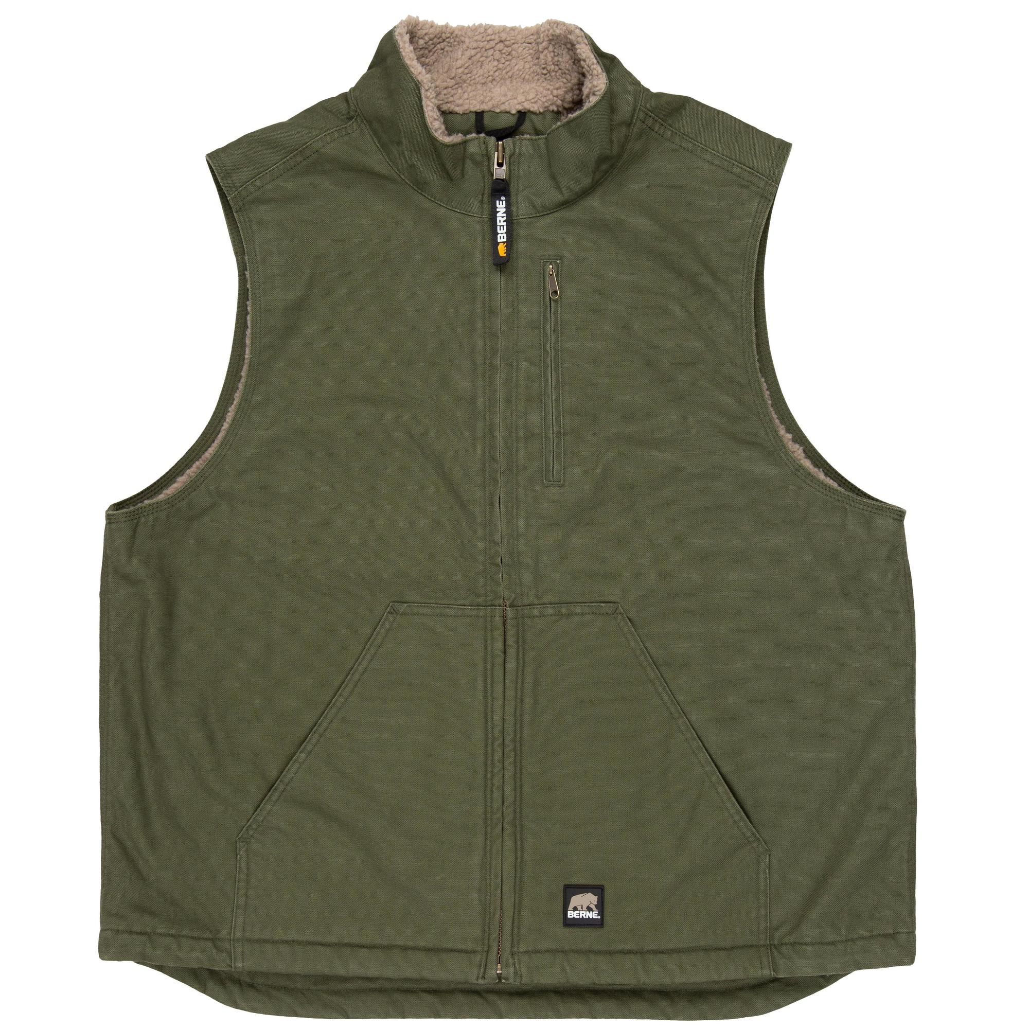 Berne Apparel, Canyon Sherpa Lined Vest, Size XL, Color Cedar Green ...