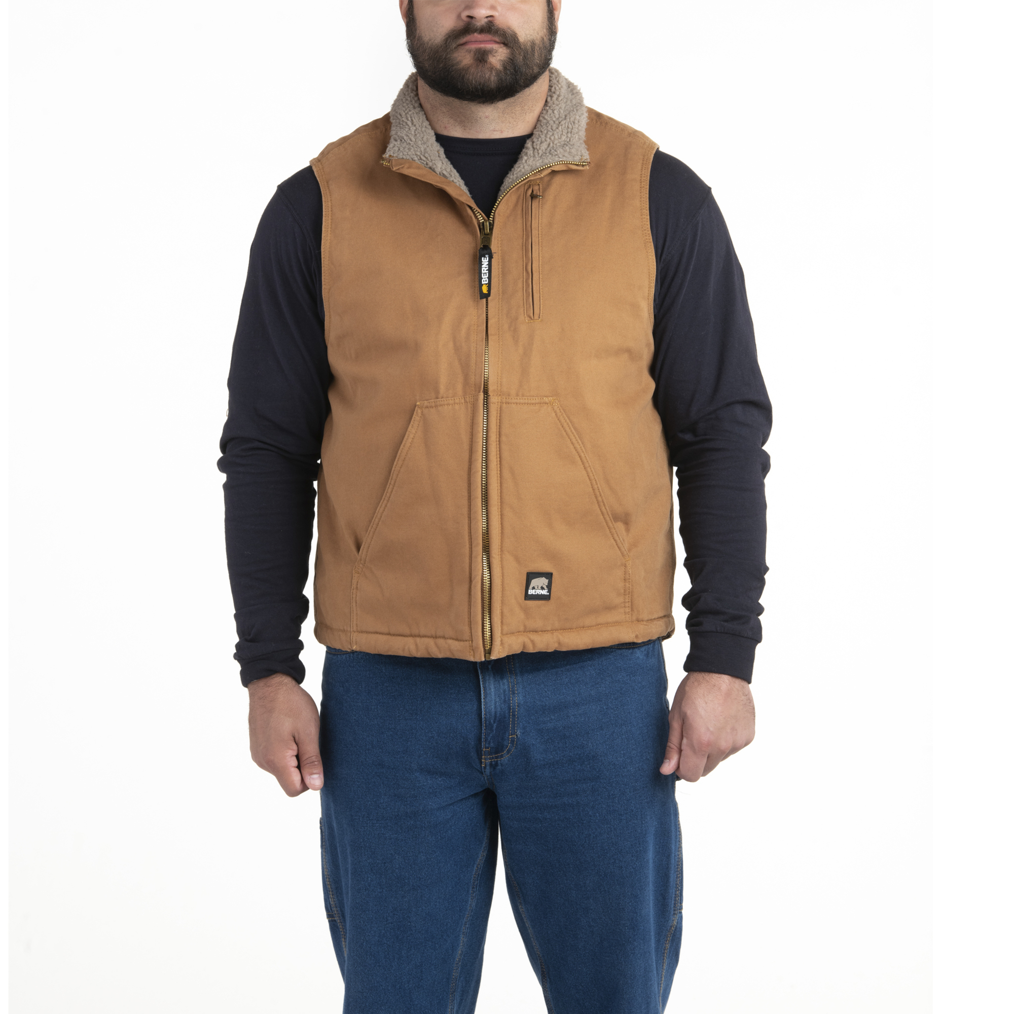 Berne Apparel, Canyon Sherpa Lined Vest, Size 5XL, Color Brown