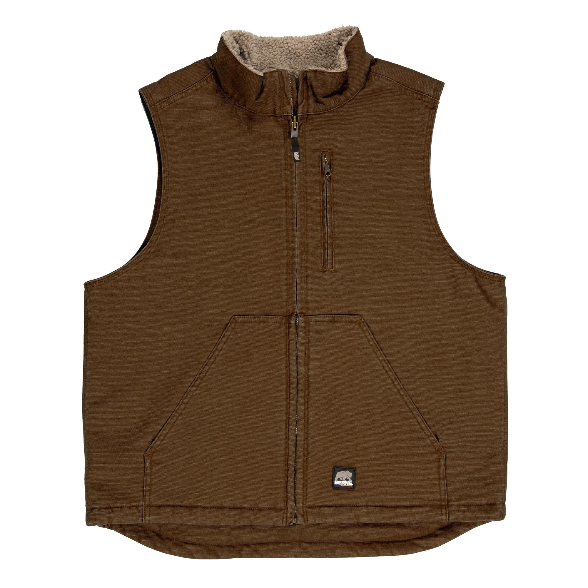 Berne Apparel, Canyon Sherpa Lined Vest, Size XLT, Color Bark, Model ...