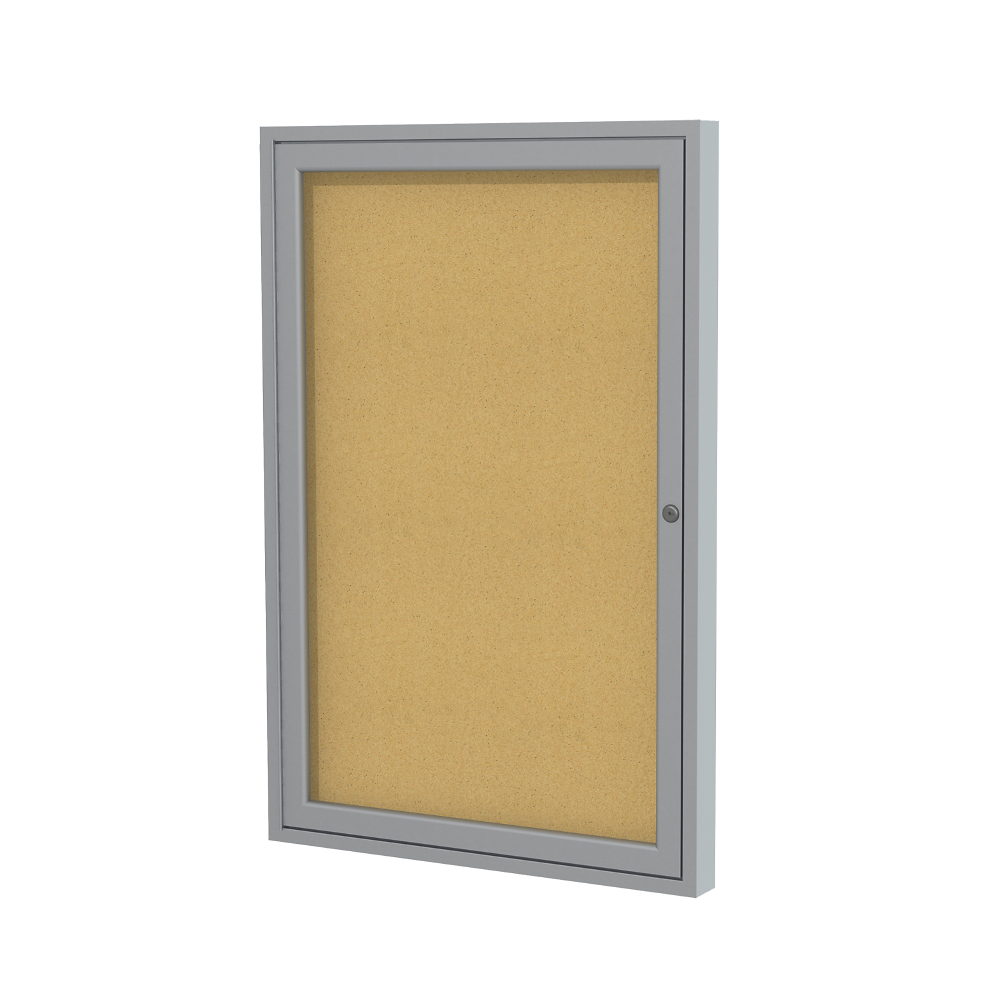 Ghent 24in.x18in. 1-Door Satin Aluminum Bulletin Board - Natural Cork ...