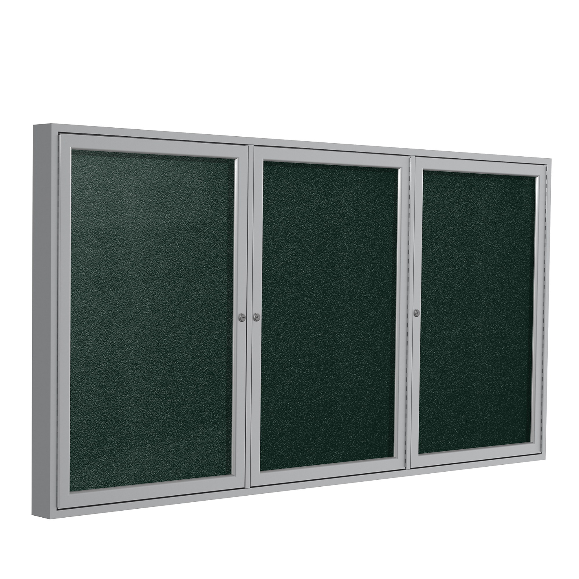 Ghent, 48in.x72in. 3-Door Satin Aluminum Vinyl Bulletin Board - Ebony, Color Finish Black, Model# PA34872VX-183