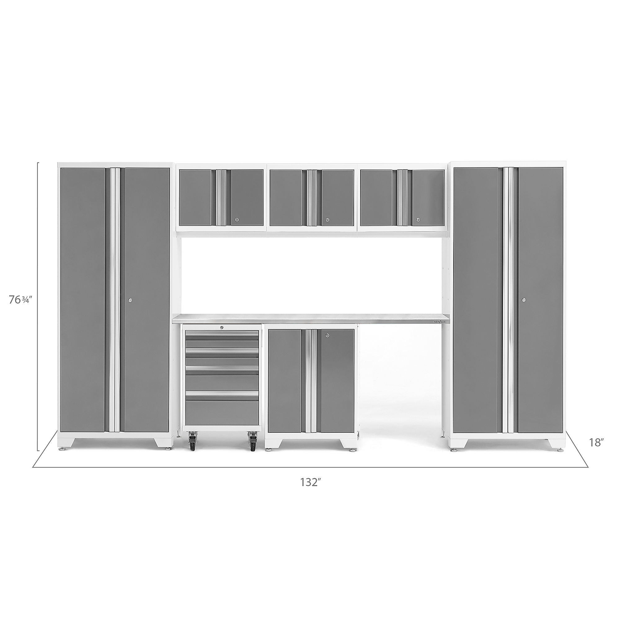 NewAge Products Bold Series 8-Pc. Steel Garage Cabinet Set - Thumbnail 2