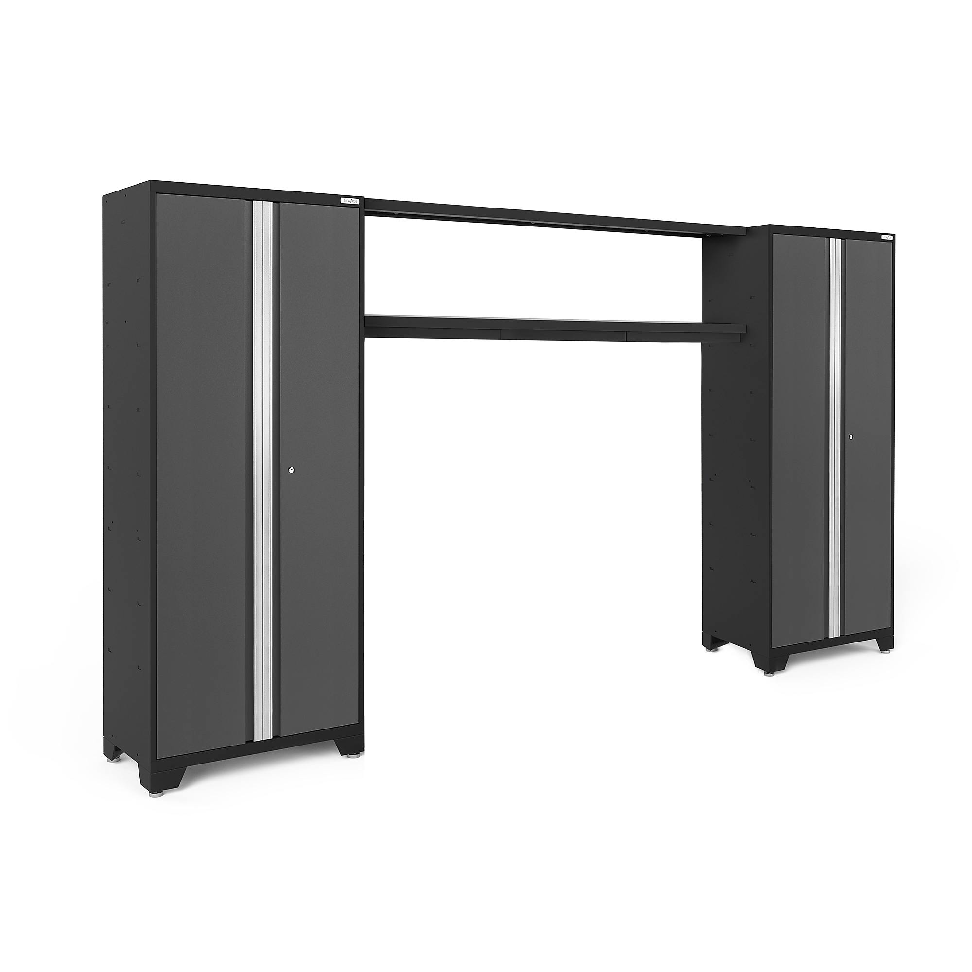 NewAge Products, Bold Series Gray Steel Garage Wall Cabinet Set, Width 132 in, Height 77.25 in, Depth 18 in, Model# 50671