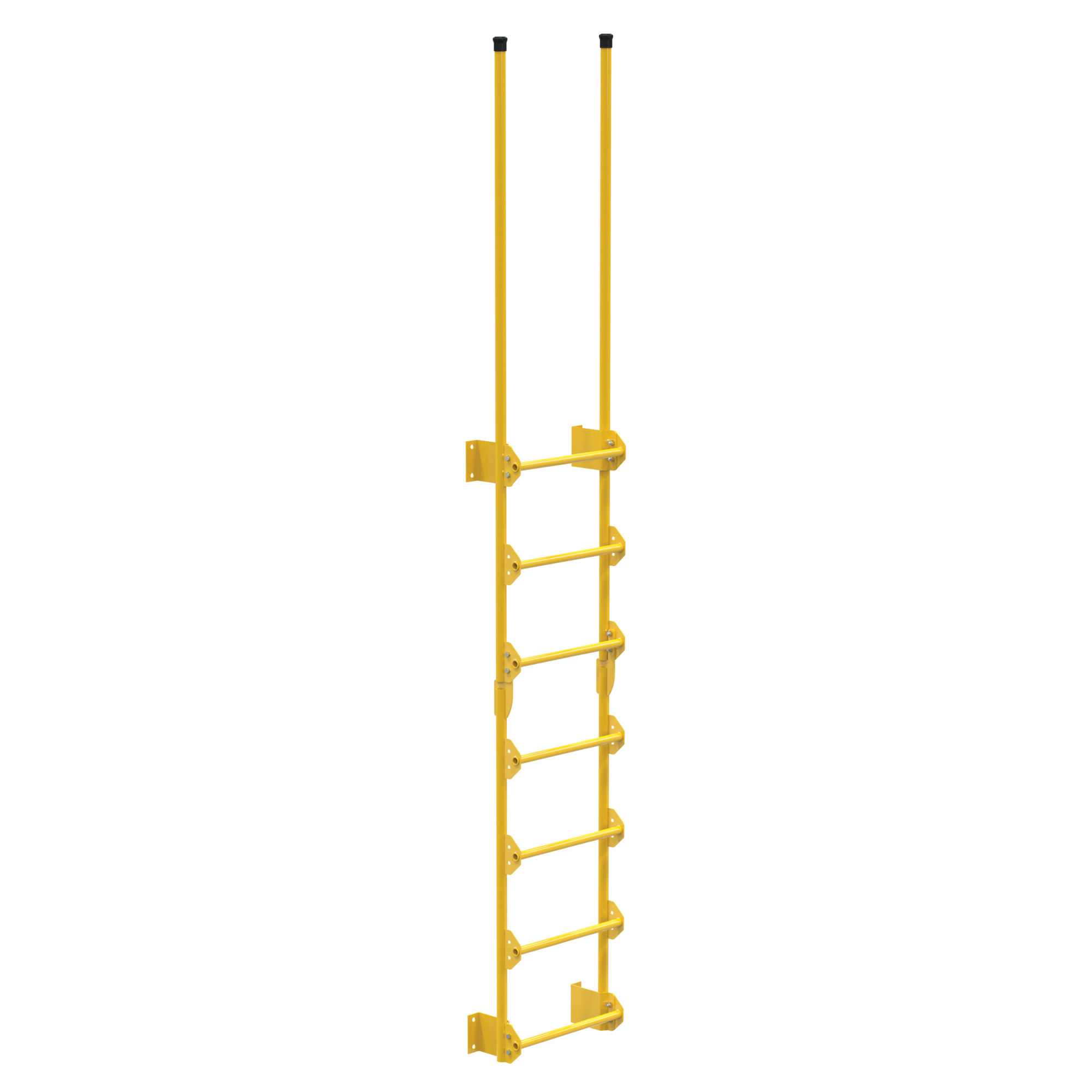 Vestil Walk-Through Dock Ladder - 7 Steps, 300-Lb. Capacity, Slip-Resistant, Yellow, Model# DKL-7