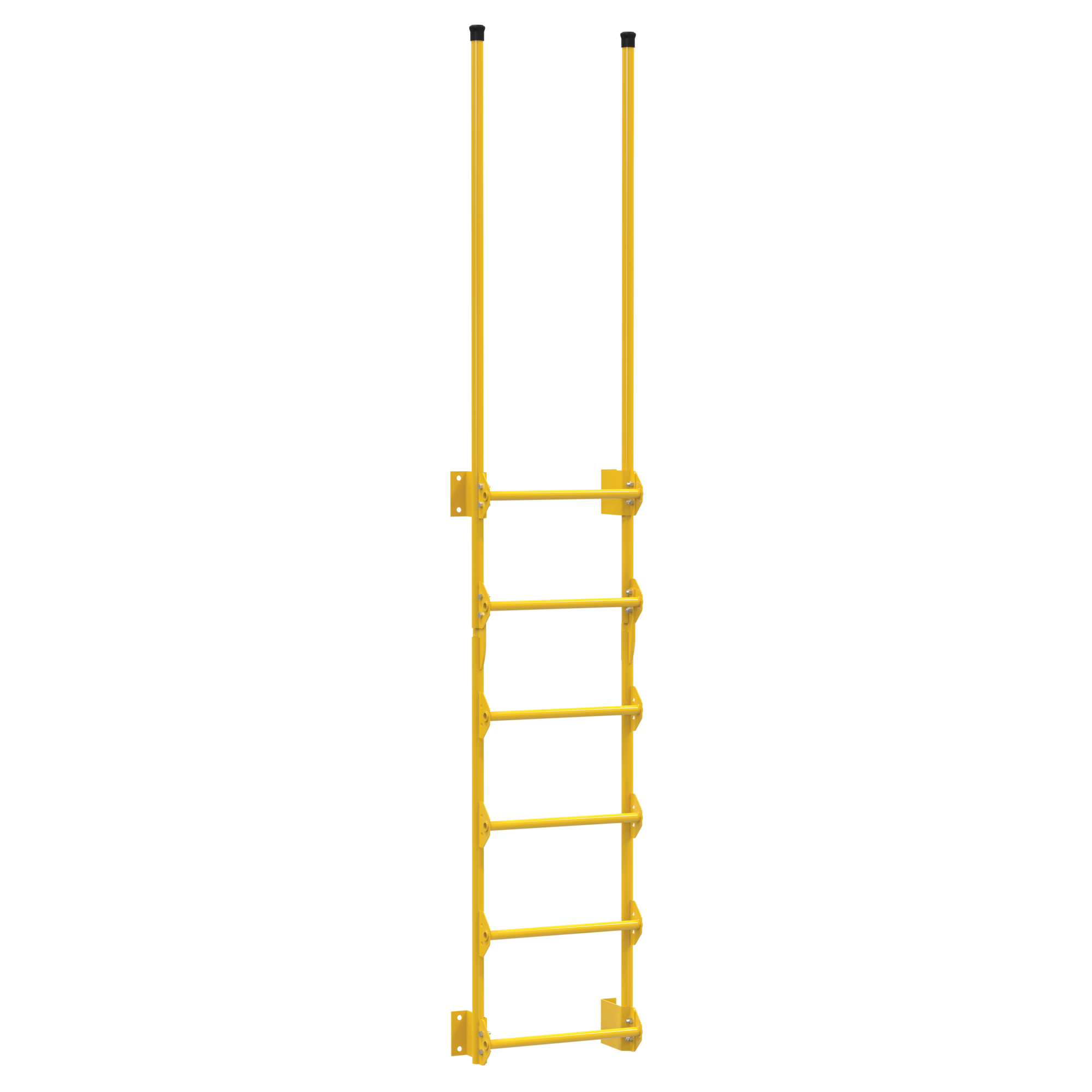 Vestil Steel Walk Through Dock Ladder 6 Step 300 Lb. Capacity Yellow