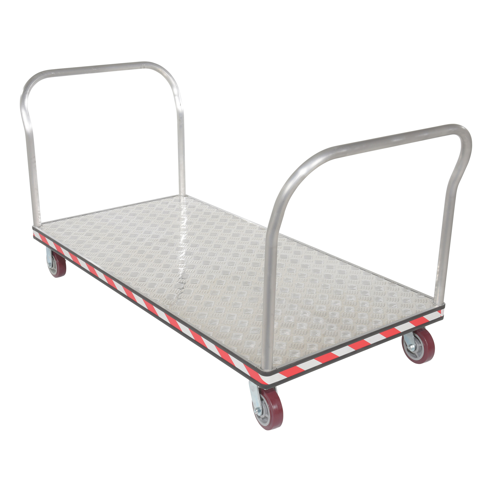 Vestil Aluminum Heavy Duty Dual Handle Tread Plate Platform Truck 30 In. x 72 In. 3600 Lb. Capacity Silver