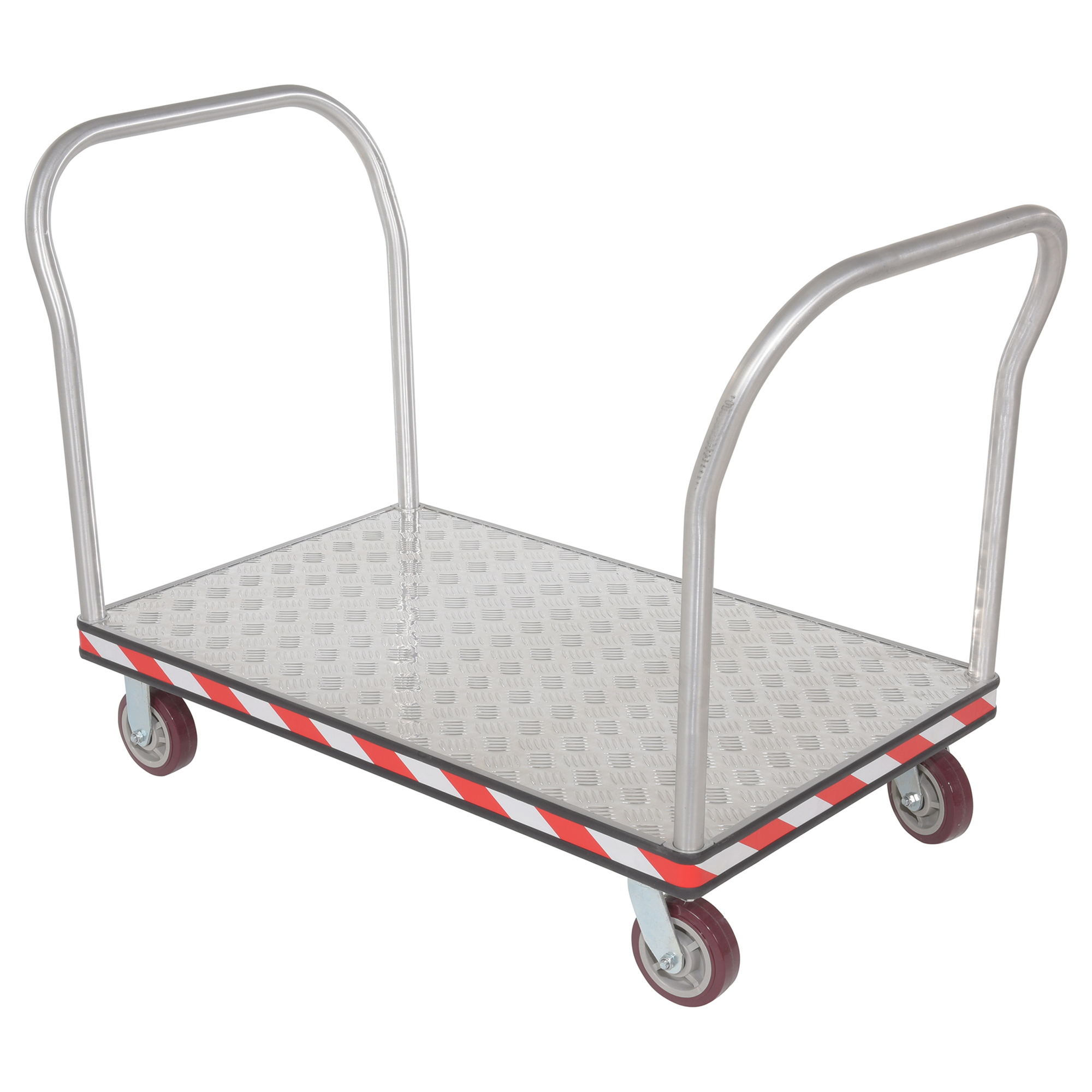 Vestil Aluminum Heavy Duty Dual Handle Tread Plate Platform Truck 30 In. x 48 In. 3600 Lb. Capacity Silver