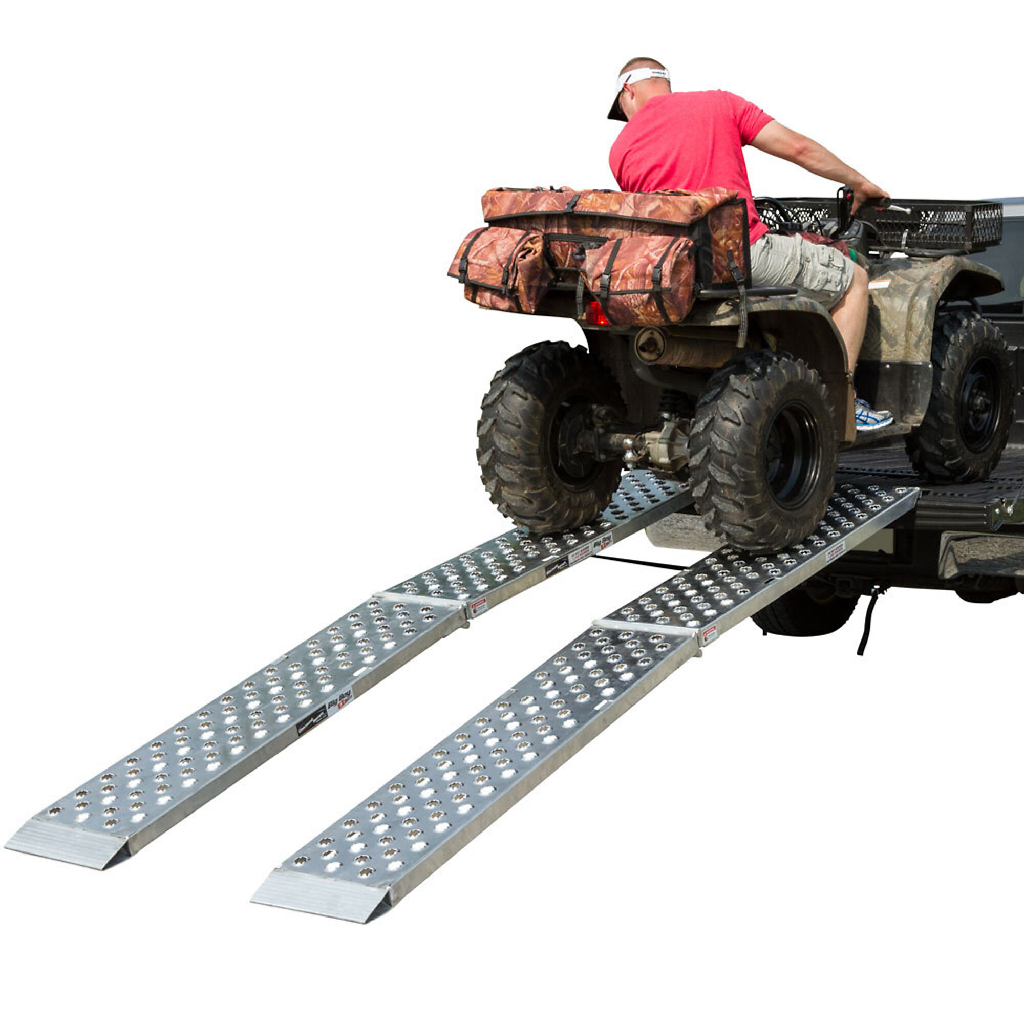 Black Widow, 10ft. L x 14in. W Alum. Arched Dual Folding ATV Ramps, Max. Ramp Length 120 in, Surface Width 14 in, Total Capacity 3000 lb, Model# MF2-12014-EZ