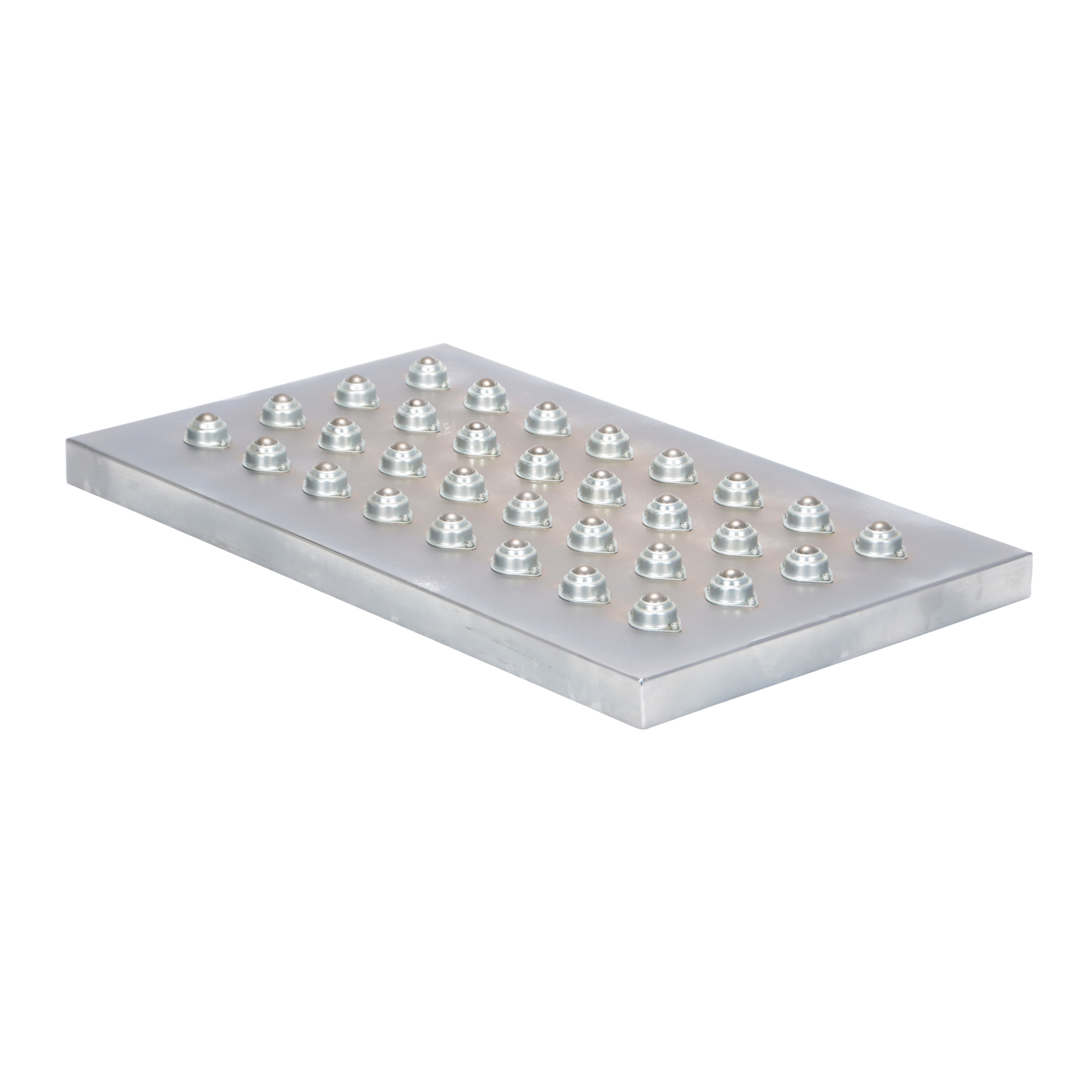 Vestil Chrome Transfer Platform - 20in. x 36in., 4.75in. Conveyor Length, Model# BALL-2036