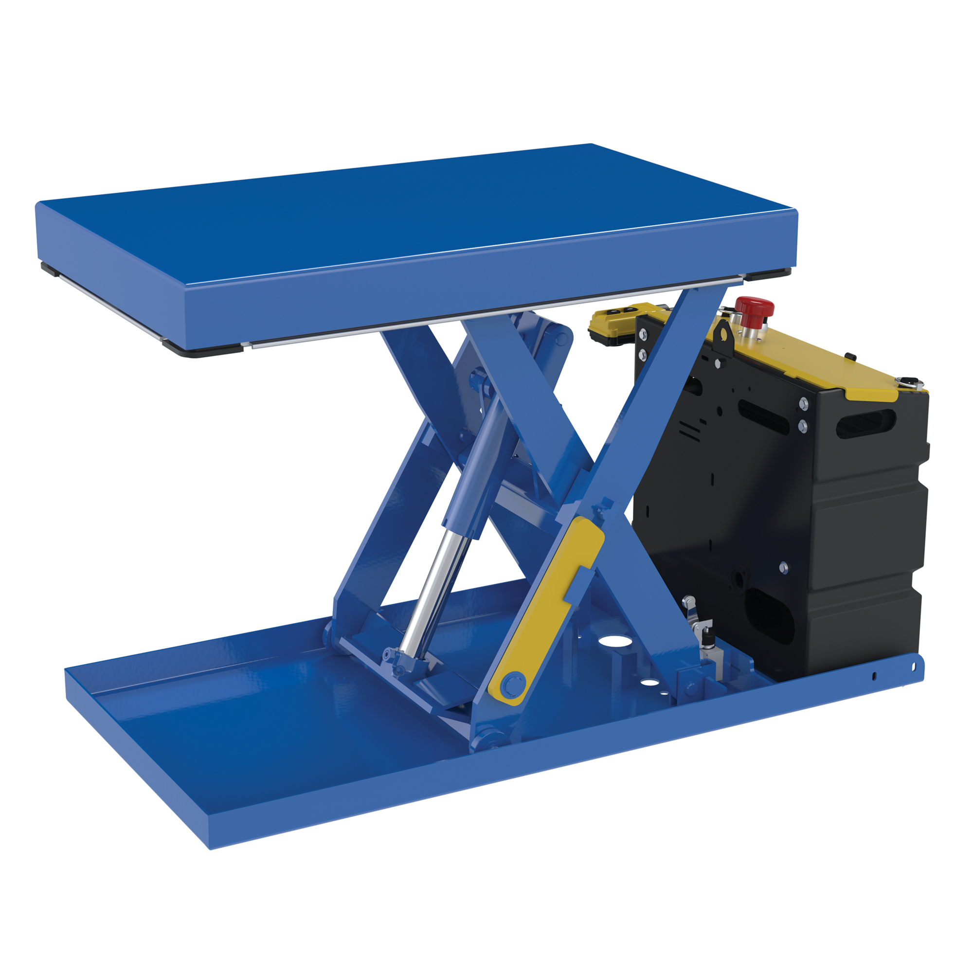 Vestil Steel Scissor Lift Table DC Power 44-3/16 In. x 20-1/2 In. x 28 In. 500 Lb. Capacity Blue