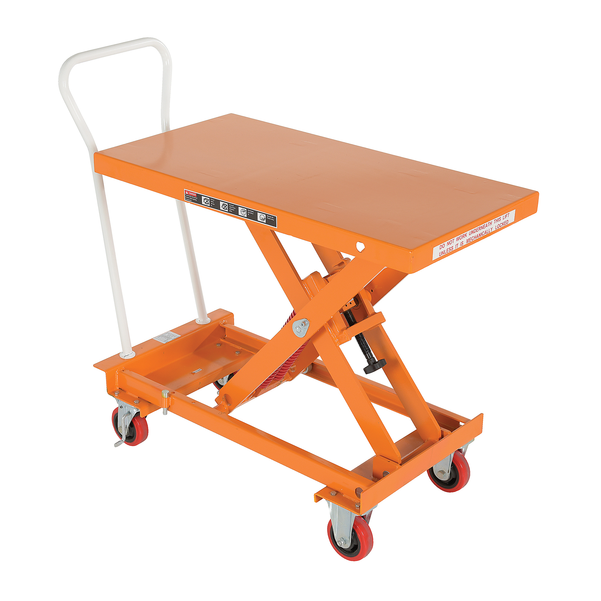 Vestil Steel Auto-Hite Cart - 800-Lb. Capacity, 14.5in. to 31.125in. Height, Poly Casters, Model# SCSC-800-2040