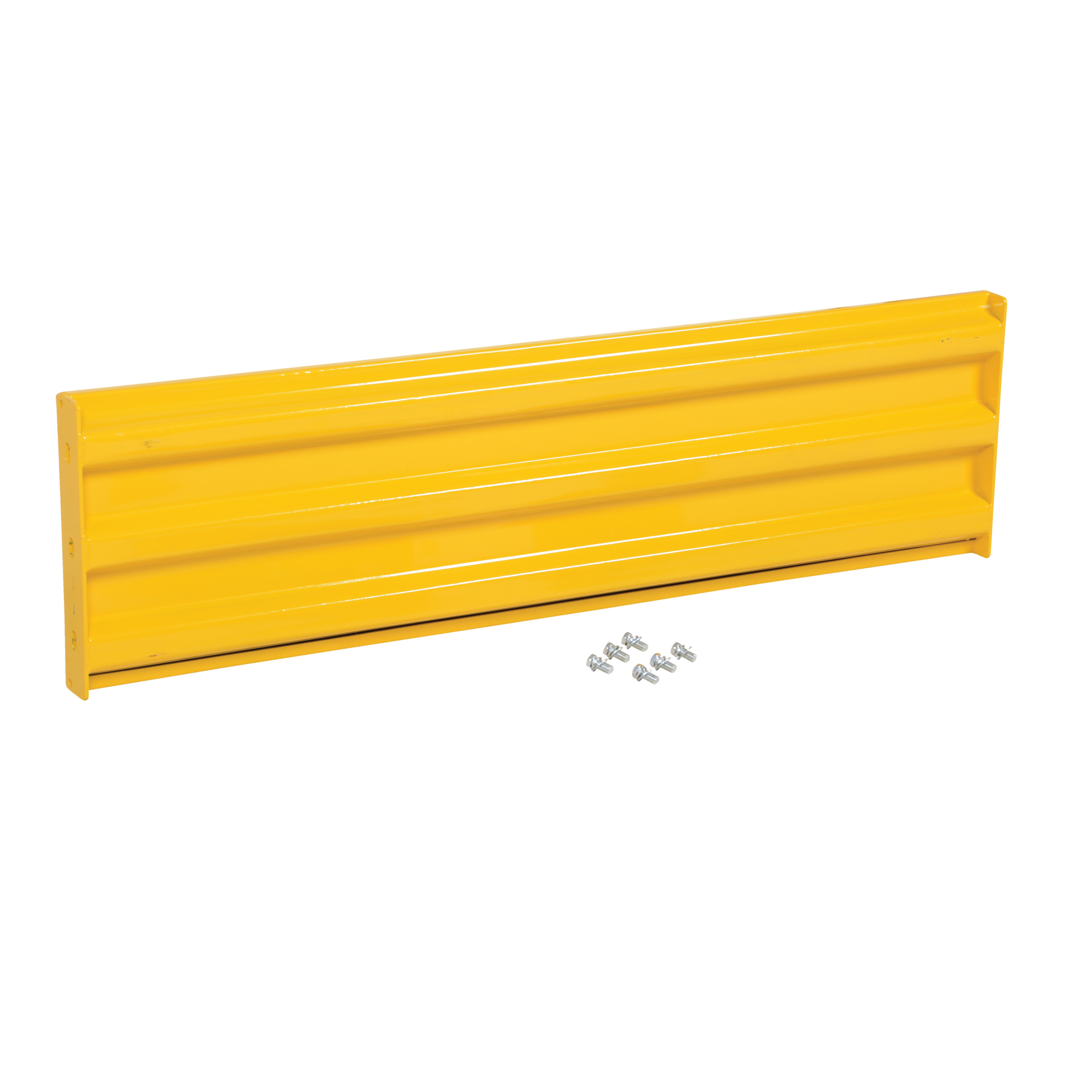 Vestil Steel Guard Rail — 53.875in. Length, 3 Ribbed, Bolt-On Style, Yellow, Model# GR-F3R-BO-5-YL