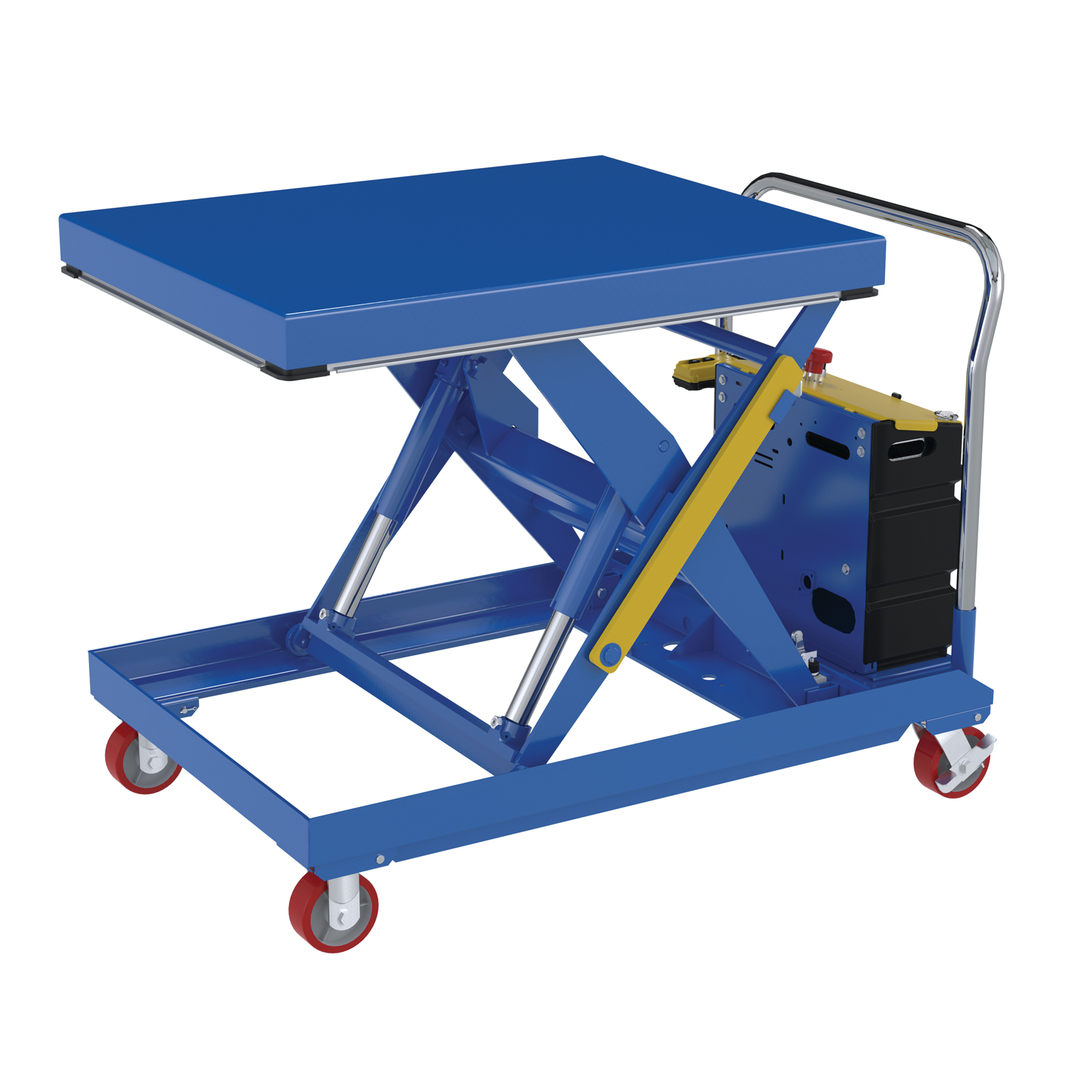 Vestil Steel 12V DC Powered Hydraulic Elevating Cart 32 In. x 40 In. 2000 Lb. Capacity Blue
