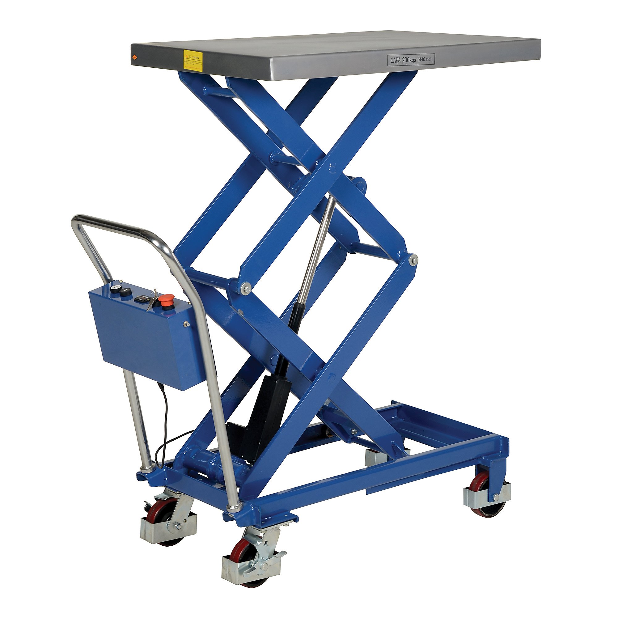 Vestil Linear Elevating Double Scissor Cart - 400-Lb. Capacity, 15in. to 50in. Height, Steel, Model# CART-400-D-LA