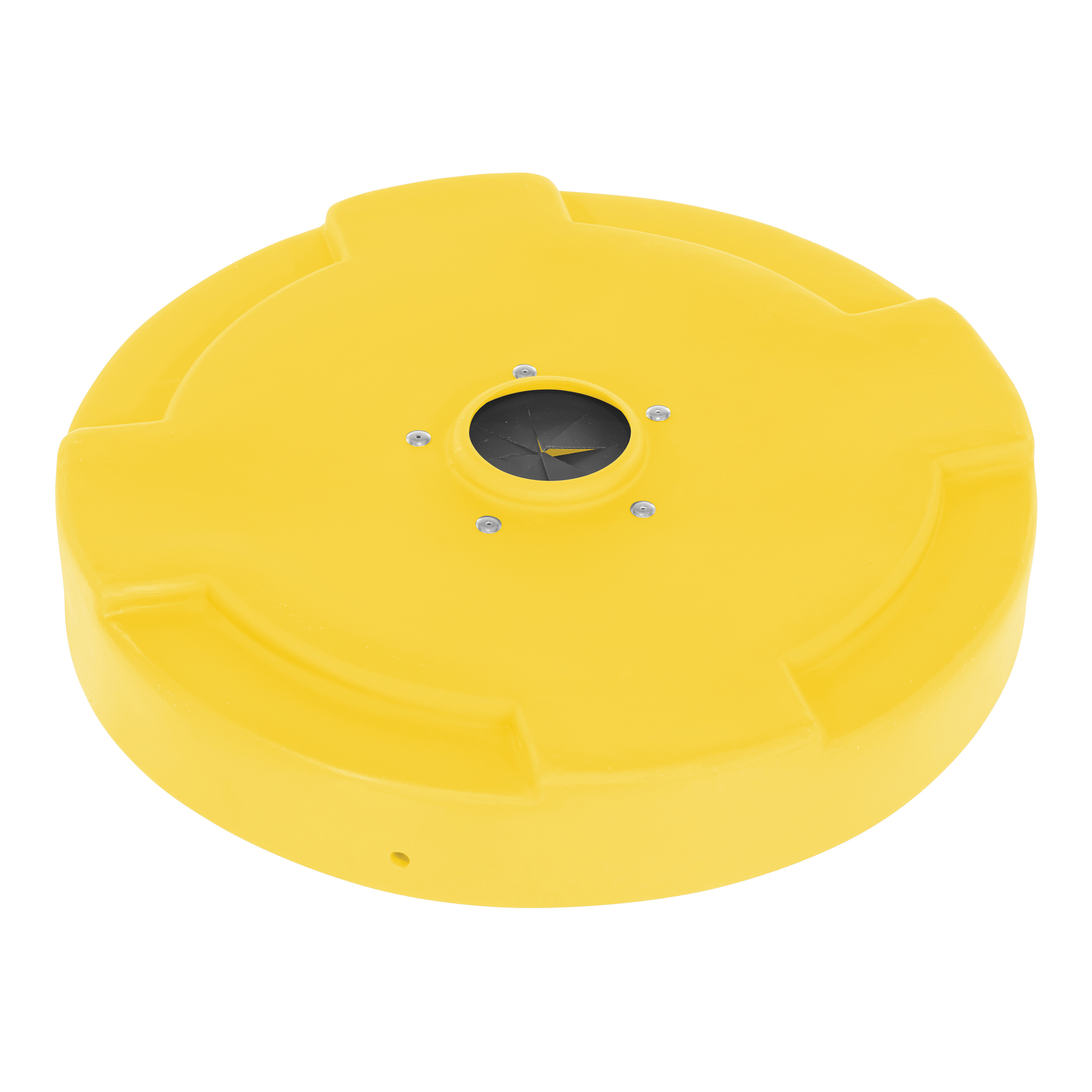 Vestil Low Density Polyethylene Drum Recycling Lid with Flaps Closed 55 Gallon Yellow