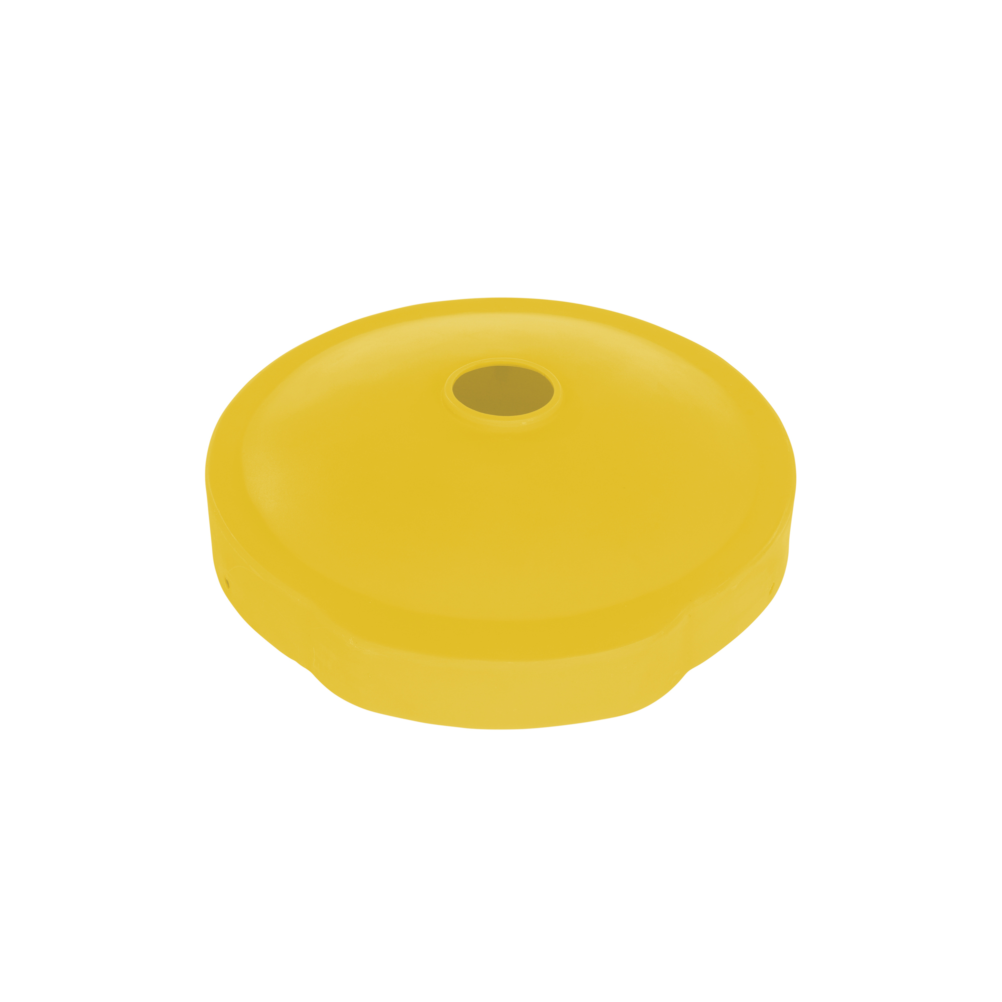 Vestil Polyethylene Drum Recycling Lid - Fits 55 Gal. Drums, 24.625in. Diameter, Yellow, Model# DC-P-55-CAN-UF-YL