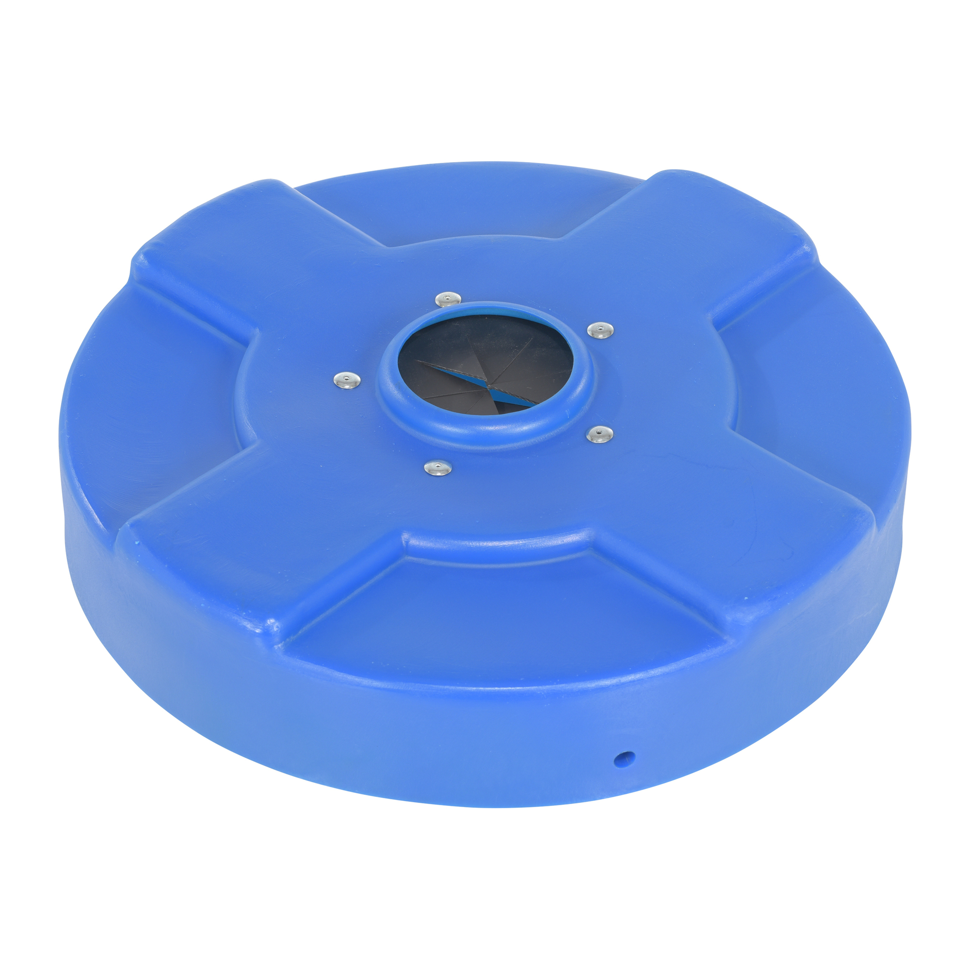 Vestil Low-Density Poly Drum Recycle Lid with Flaps - 20in. Diameter, Polyethylene, Fits 30-Gal. Drum, Blue, Model# DC-P-30-CANF-BU