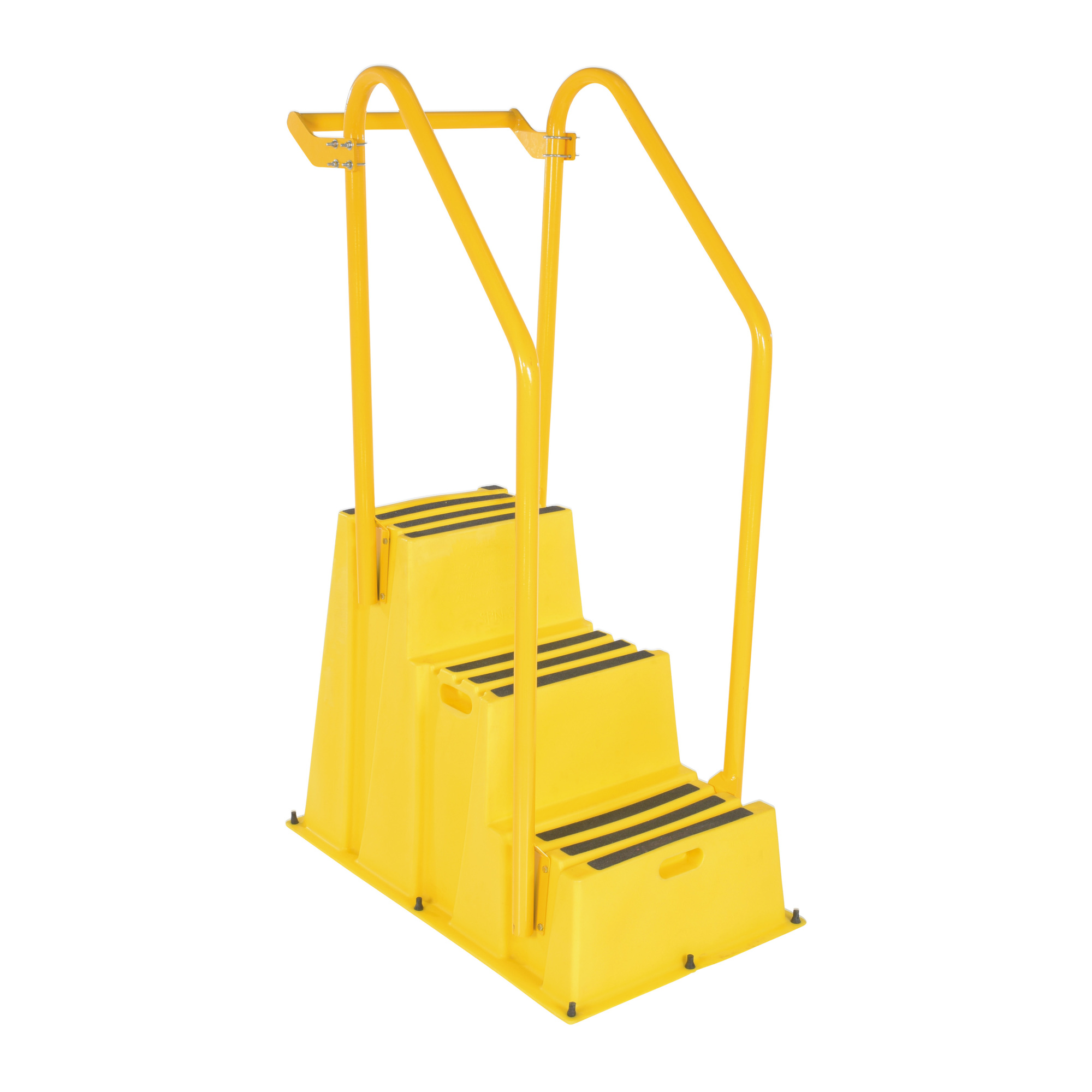 Vestil, Polyethylene Nestable with Hand and Back Rails 3 Step 500 Lb. Capacity Yellow, Model# SPN-3-YL-HR-BR
