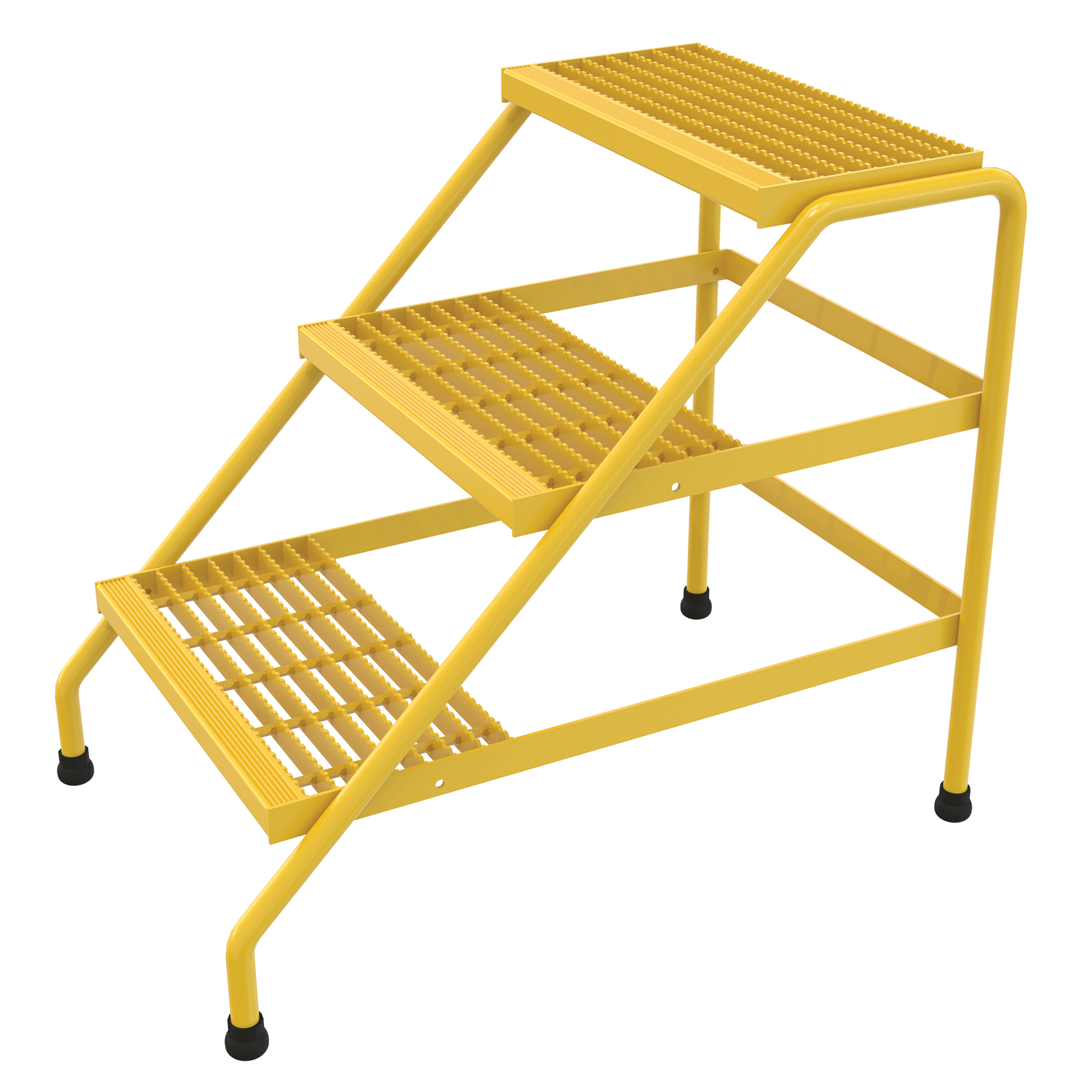 Vestil Aluminum Step Stand - 3 Steps, 500-Lb. Capacity, Serrated Surface, Yellow, Model# SSA-3-Y
