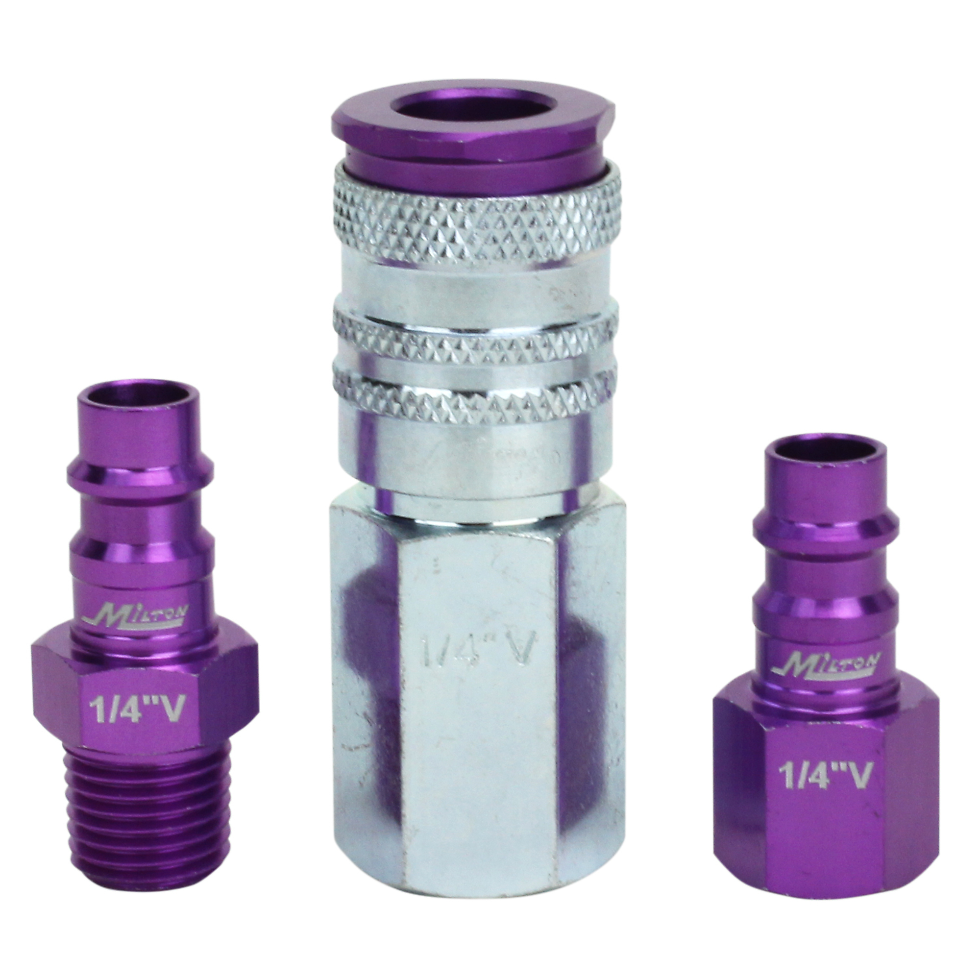Milton, 3pc HighFlowPRO Set,V-style Purple,1/4in., Coupler Size 1/4 in, Model# s-303VKIT