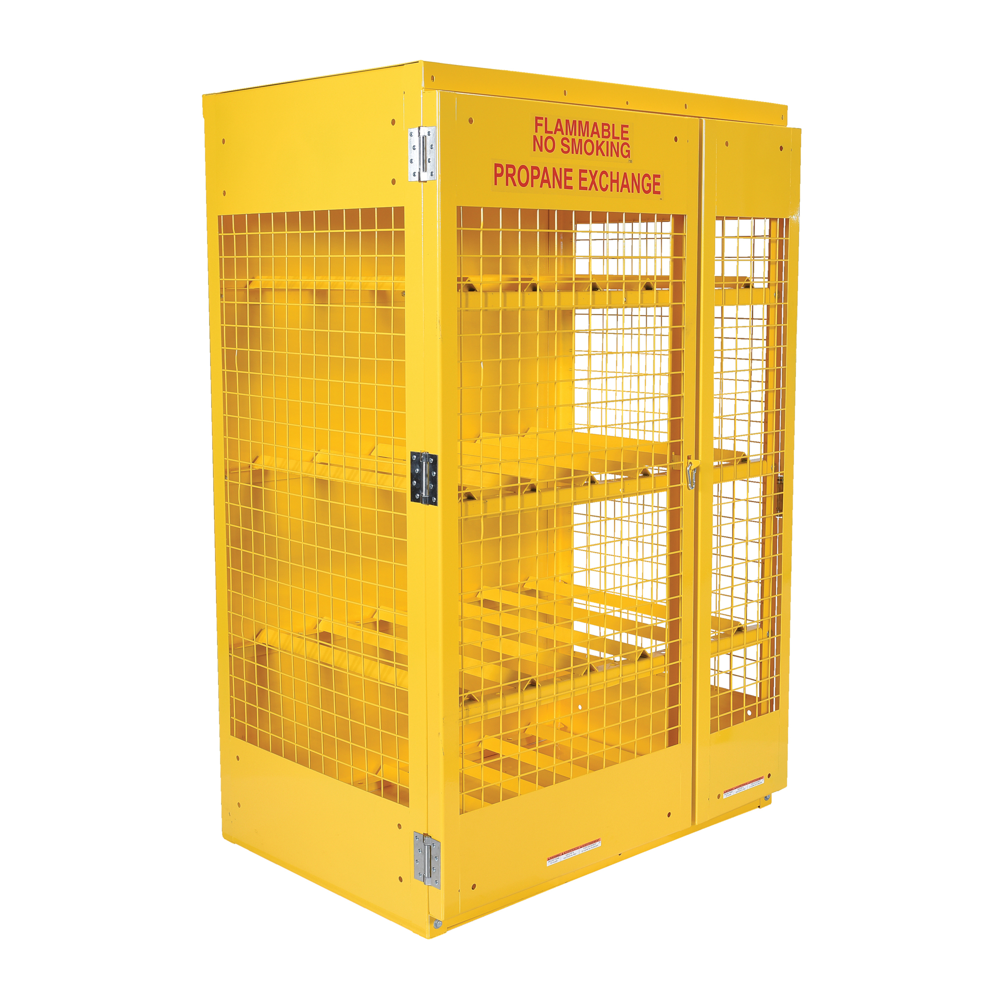 Vestil Horizontal Cylinder Cabinet - 12 Capacity, 68.25in. Height, 45in. Width, Steel, Yellow, Lockable Doors, Model# CYL-H-12