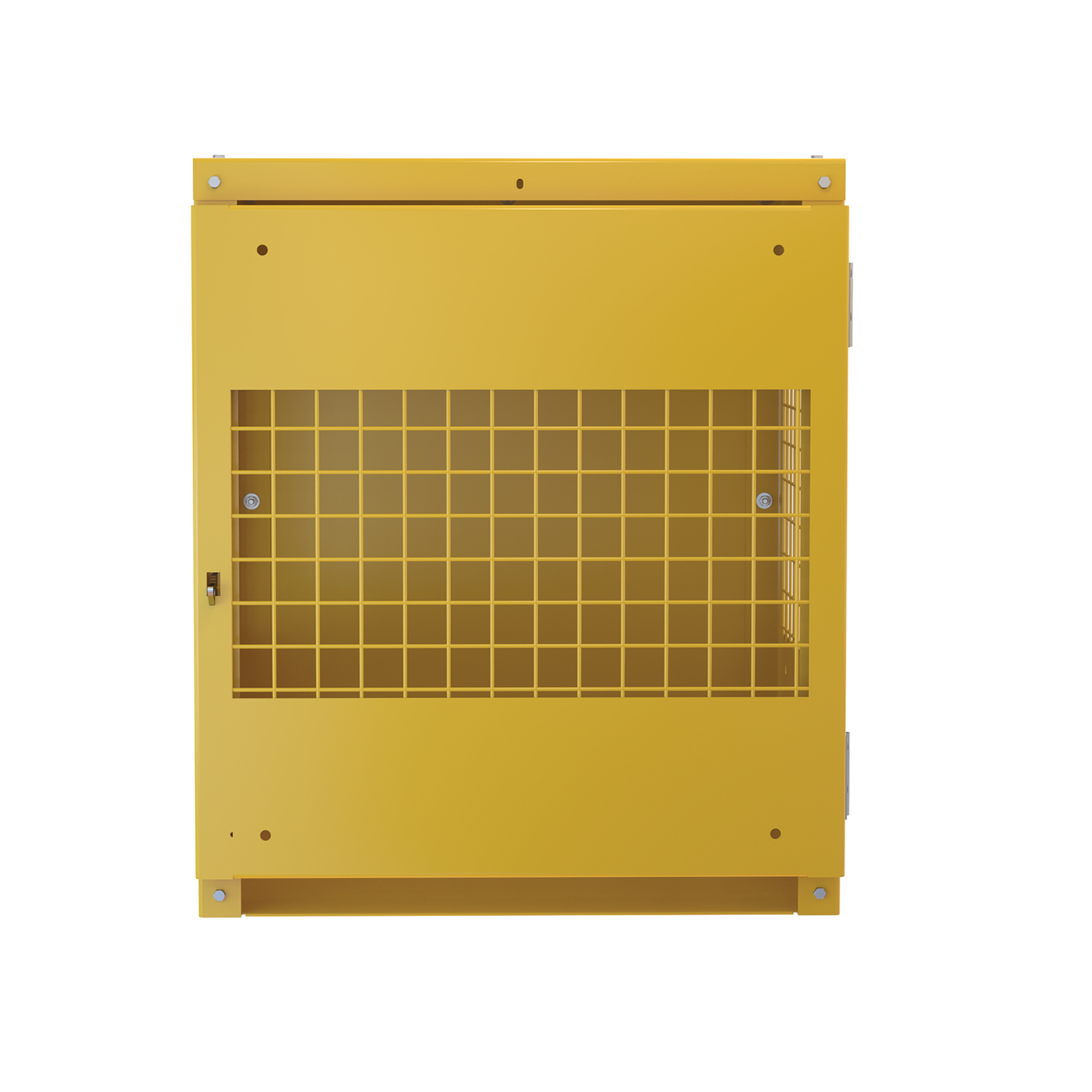 Vestil Vertical Cylinder Cabinet - 4 Cylinder Capacity, 35.25in. Height, 30in. Width, Steel, Yellow, Lockable, Model# CYL-V-4-KD
