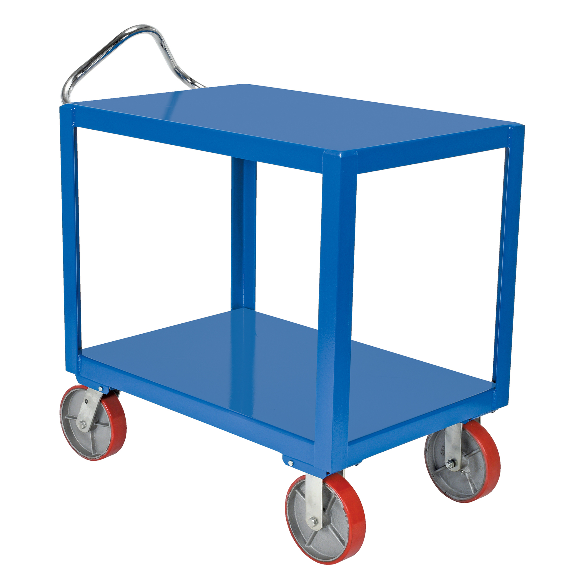 Vestil Steel 24 In. x 36 In. Platform Ergo Handle Cart with Poly Casters 3600 Lb. Capacity Blue
