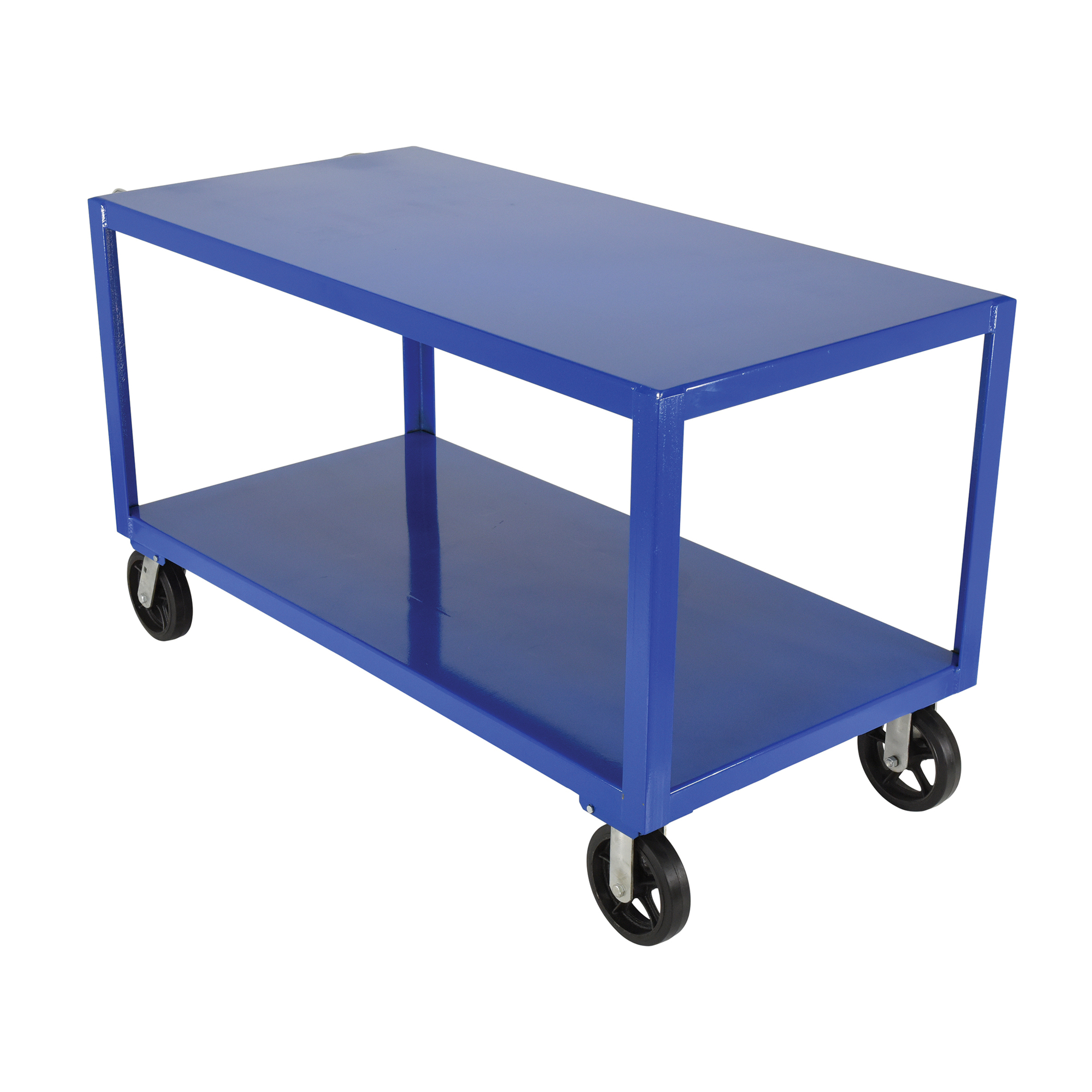 Vestil Platform Cart with Ergo Handle - 2 Shelves, Mold-On-Rubber Casters, 2400-Lb. Capacity, Model# DH-MR2-3060